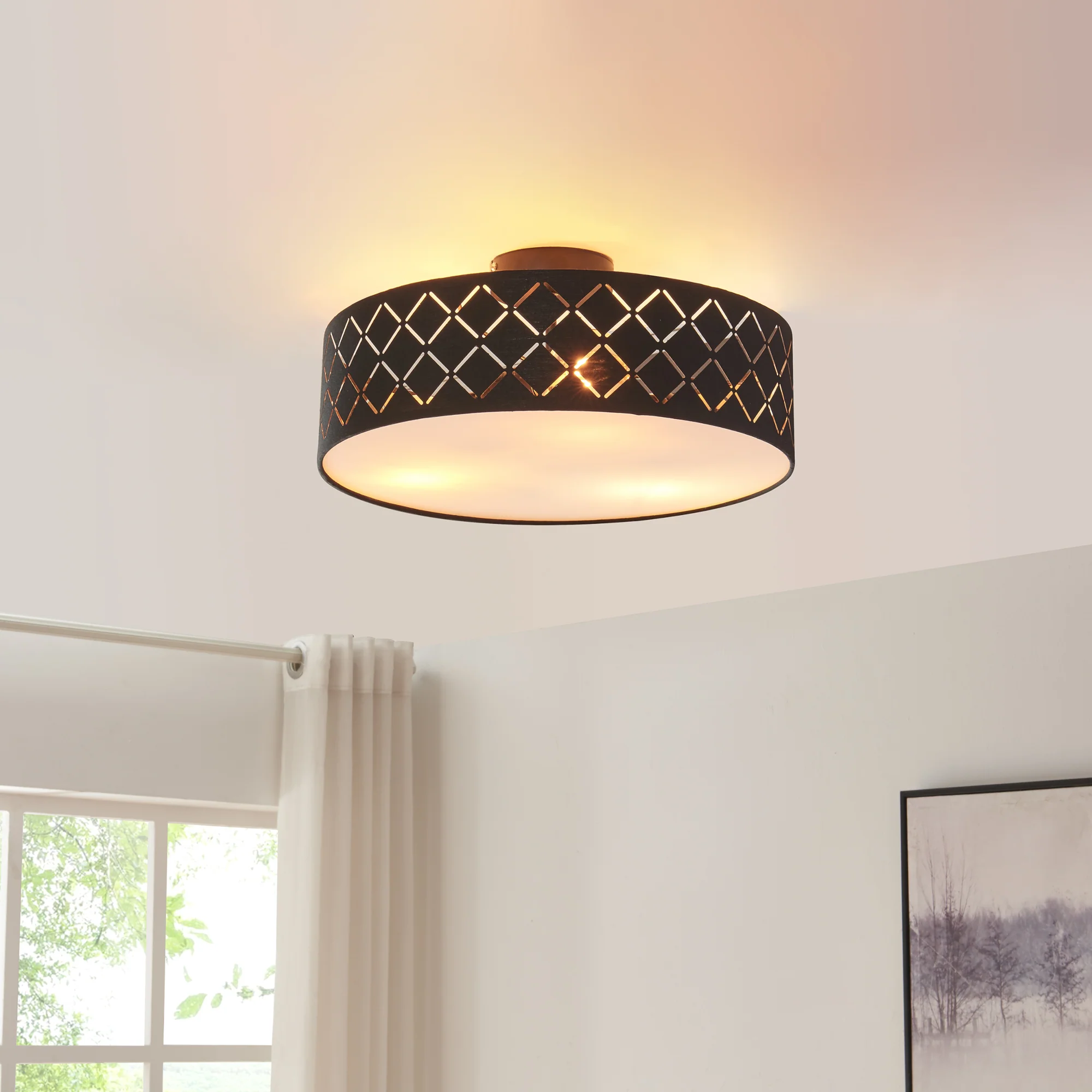 Plafondlamp Bay 3-lichts Ø45 cm zwart en wit E27 lux.pro
