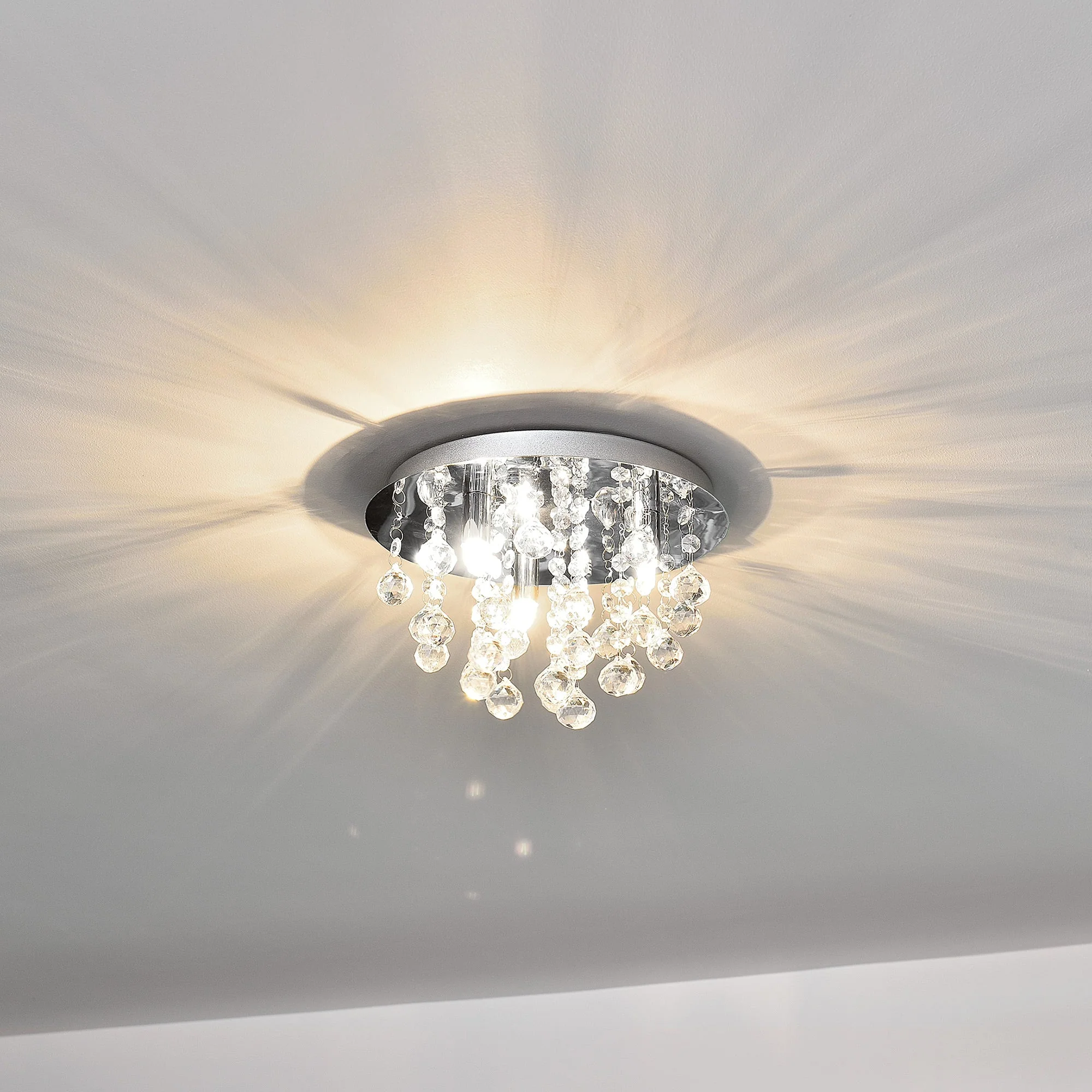 Plafondlamp Trio met kristallen 20xØ28 cm chroom 3xG9 - Image 2