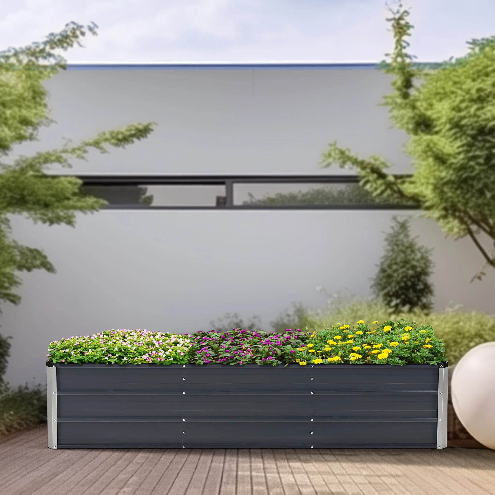 [en.casa] Moestuinbak Nijmegen staal antracietgrijs - 3 varianten