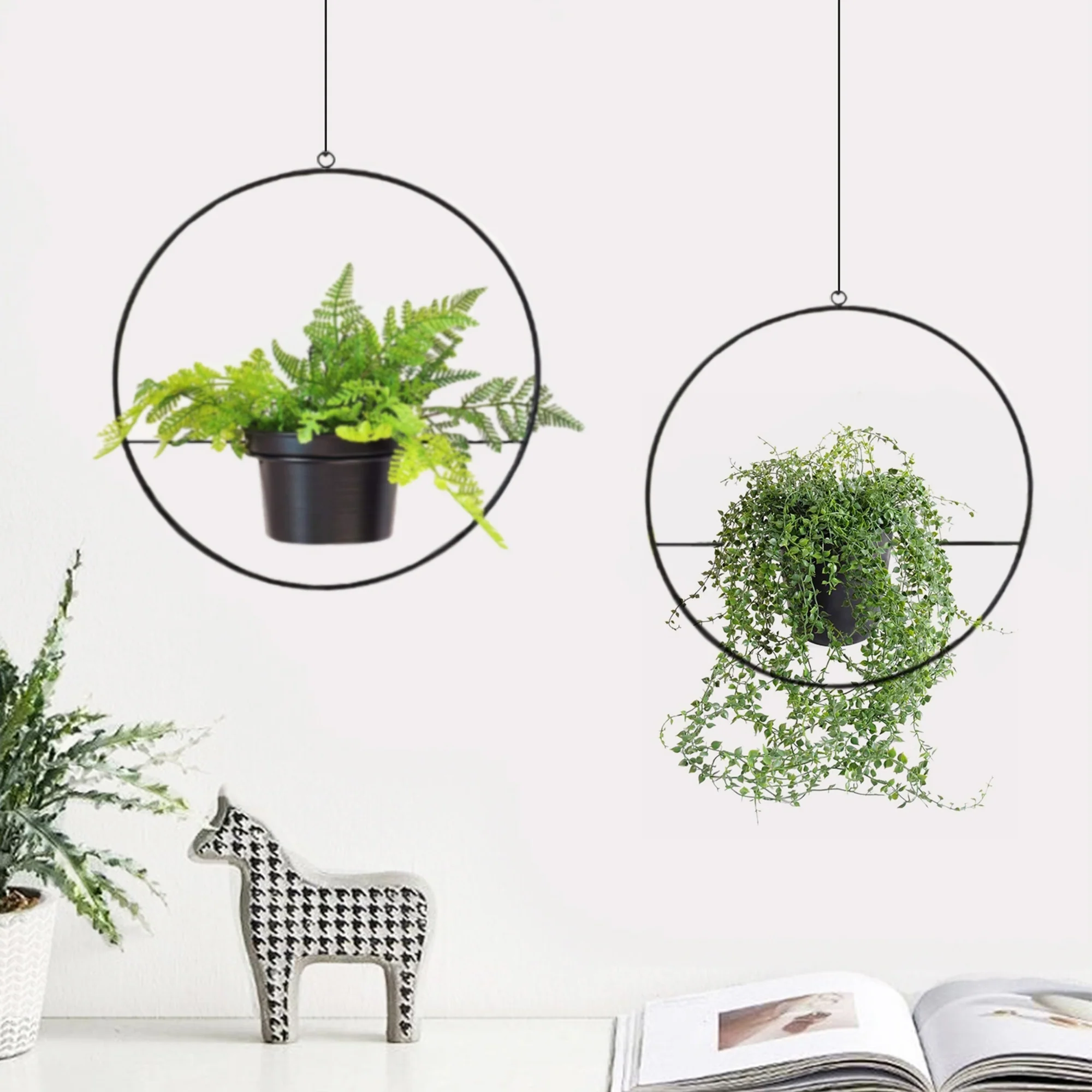 [en.casa] Plantenhanger Opsterland set van 2 zwart 
