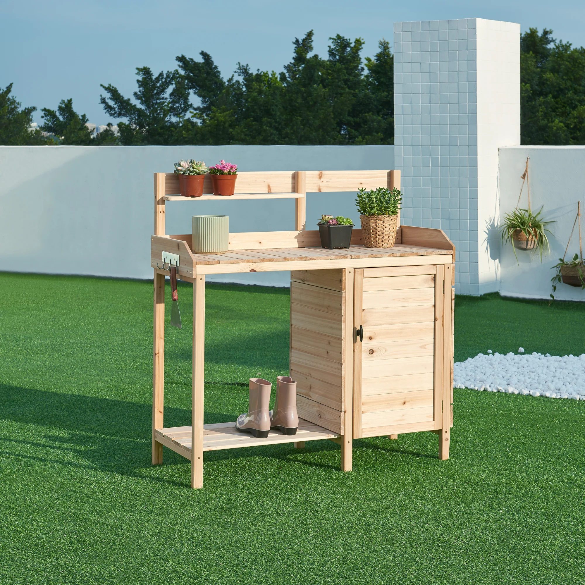 Tuinwerktafel Alessano oppottafel 110x107x46 cm naturel casa.pro