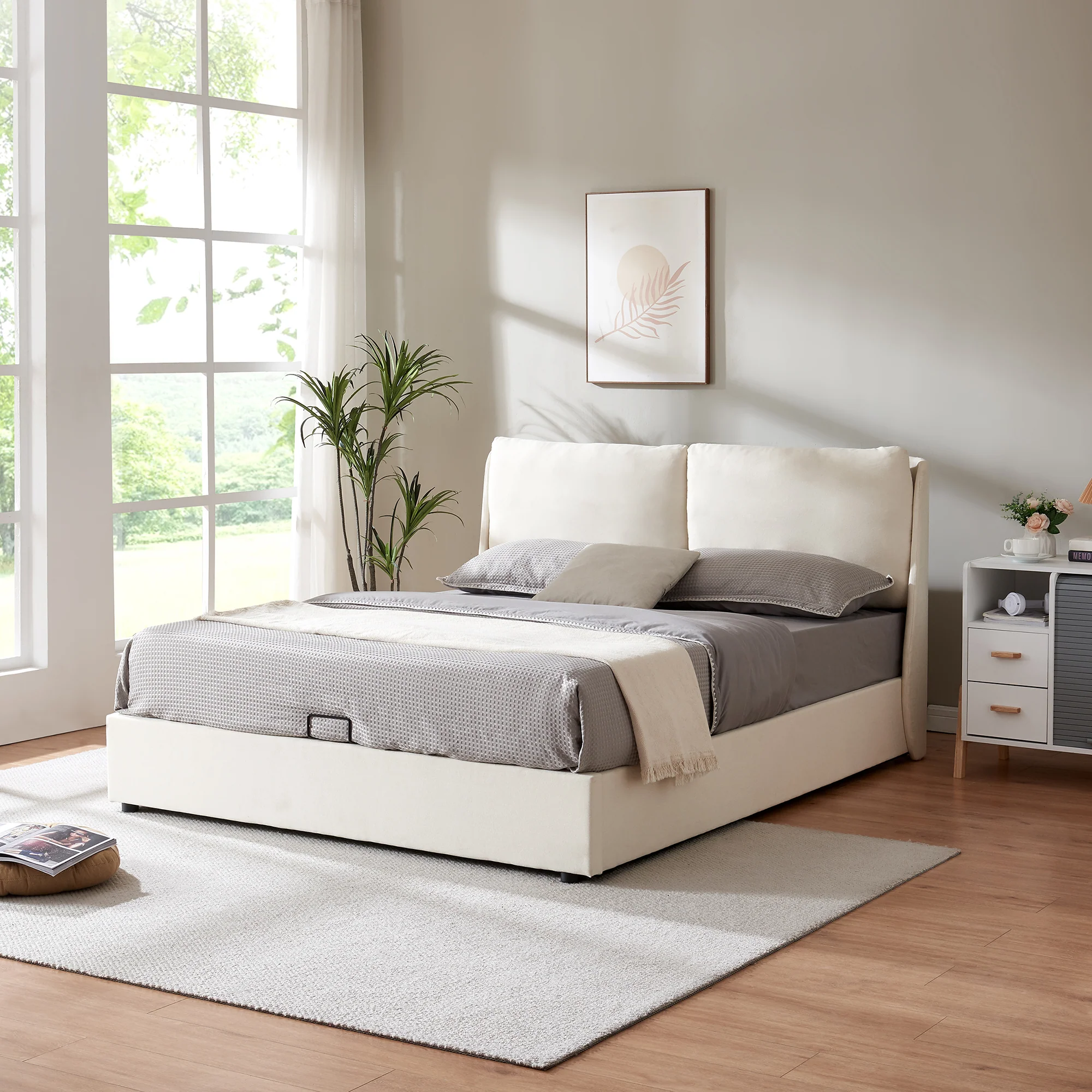 Tweepersoonsbed Lunner met bedbodem donkergrijs [en.casa] - Image 2