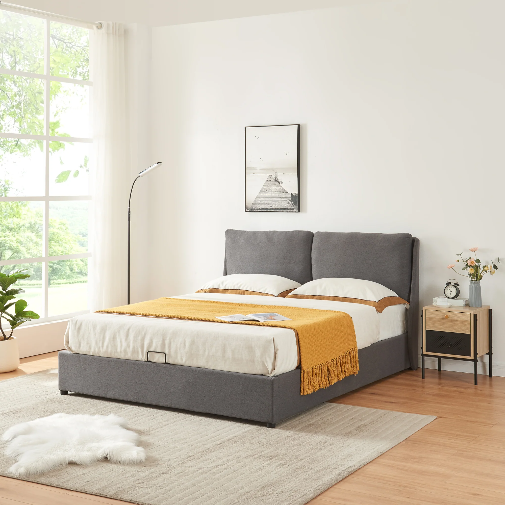 Tweepersoonsbed Lunner met bedbodem donkergrijs [en.casa] - Image 5