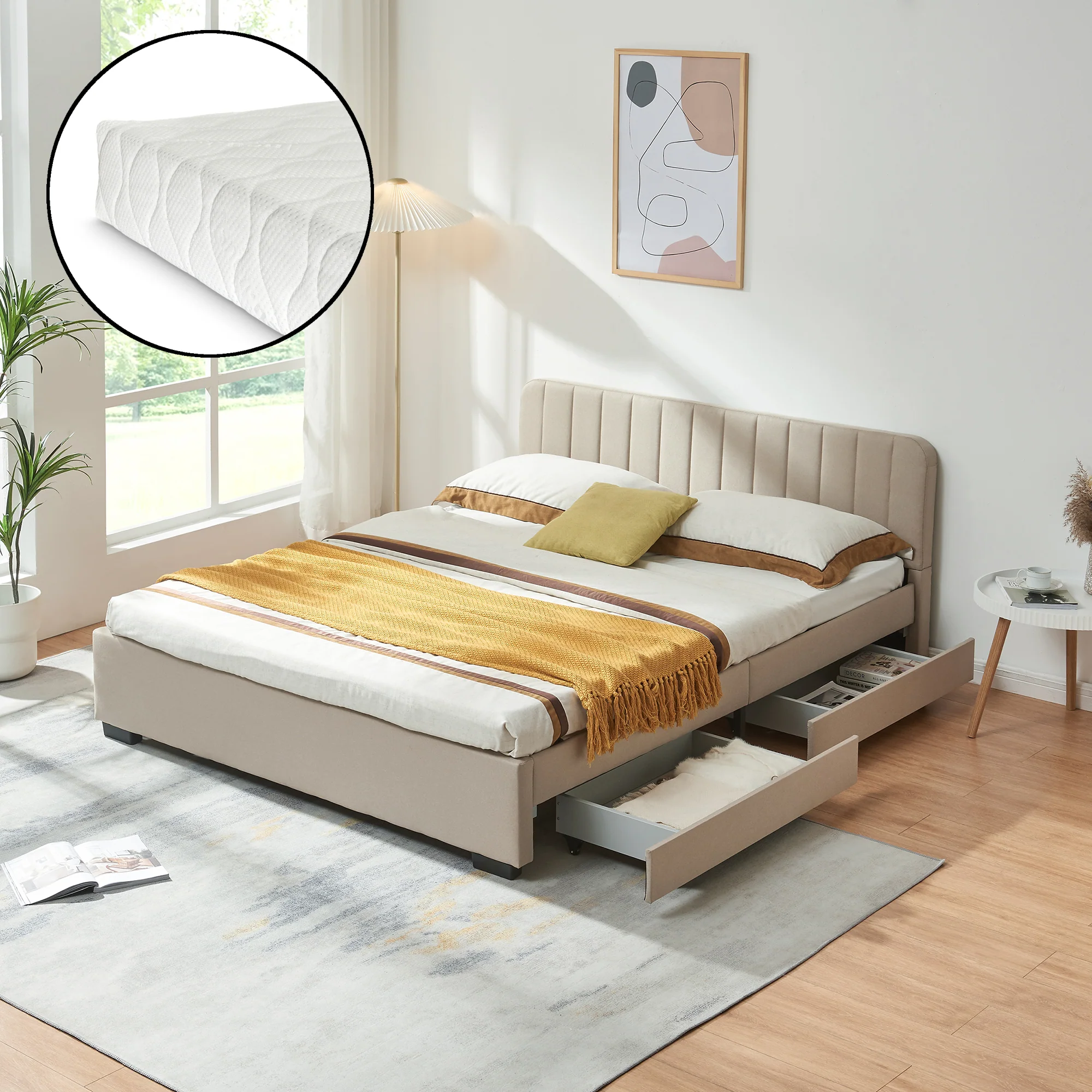 Bed Nofrenna met matras en 4 bedlades [en.casa] - Image 2