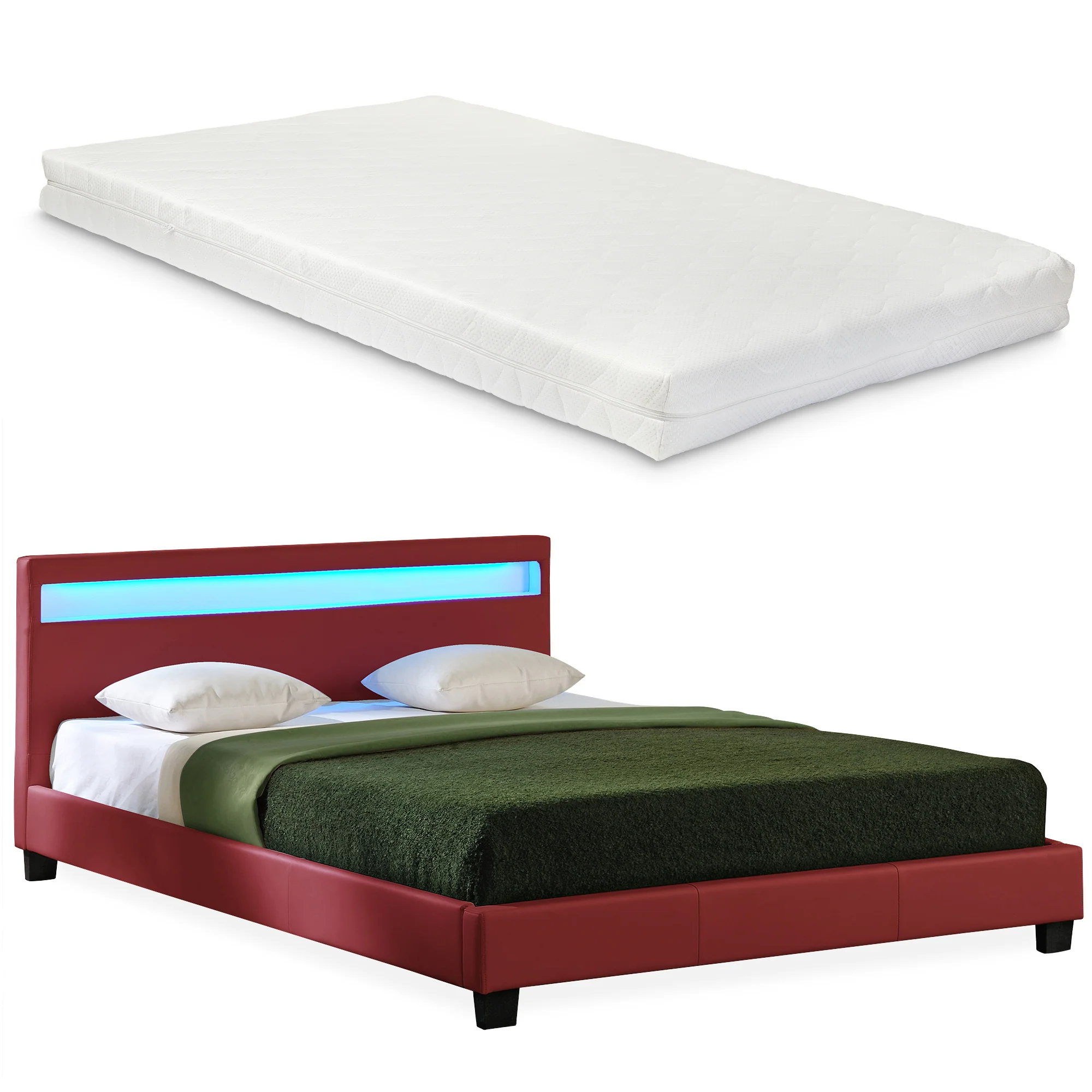 Bed Parijs kunstleer met matras LED-verlichting en bedbodem - 18 varianten - Image 10