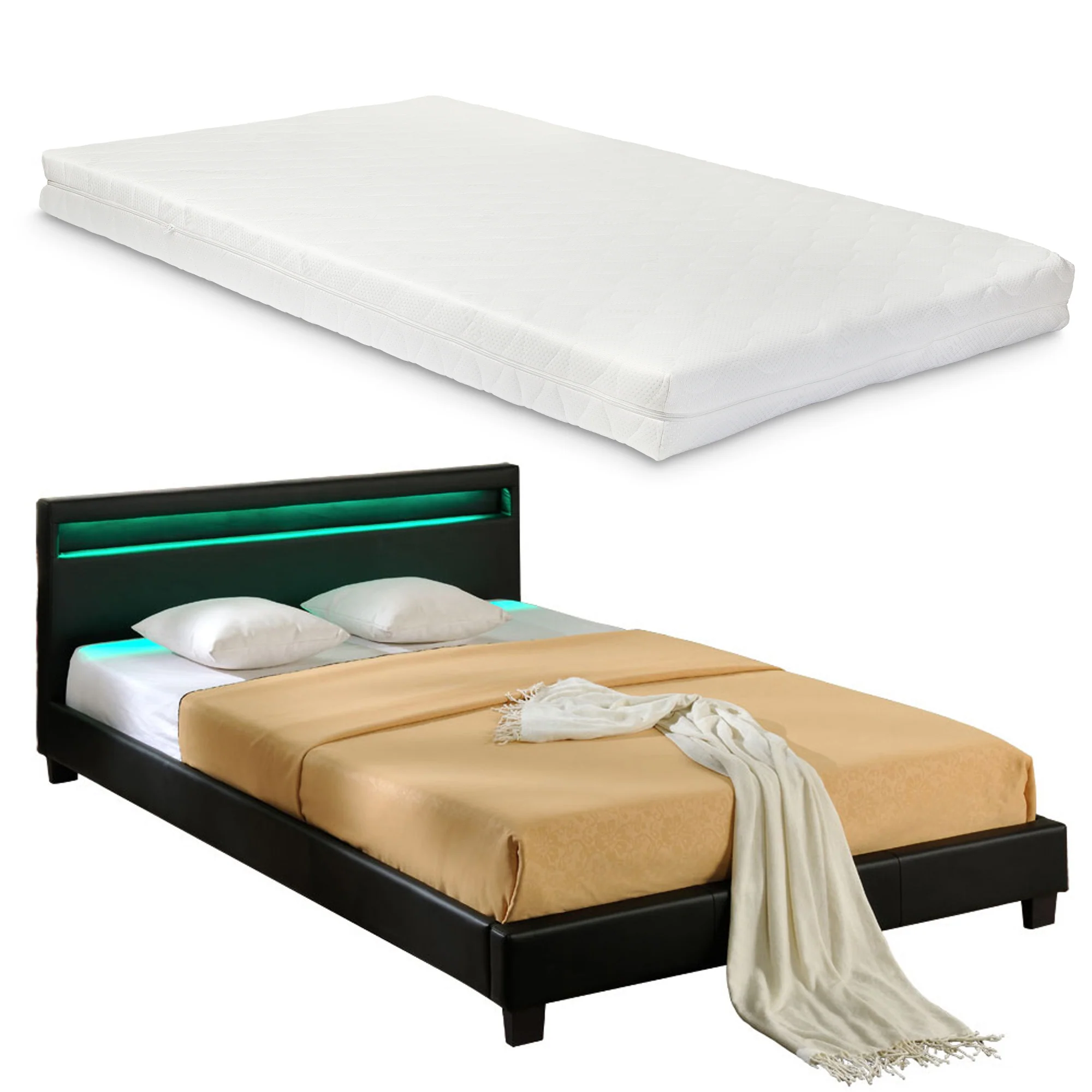 Bed Parijs kunstleer met matras LED-verlichting en bedbodem - 18 varianten - Image 16