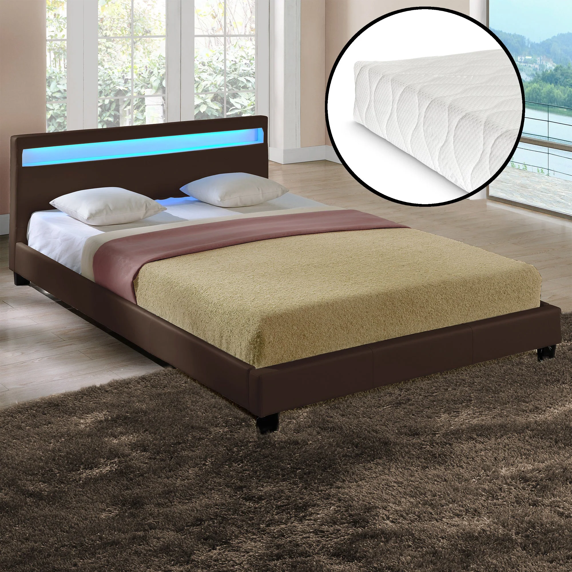 Bed Parijs kunstleer met matras LED-verlichting en bedbodem - 18 varianten - Image 20