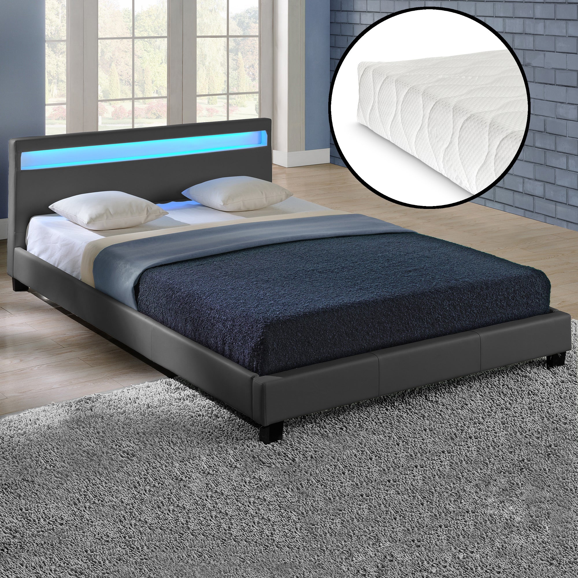 Bed Parijs kunstleer met matras LED-verlichting en bedbodem - 18 varianten - Image 24
