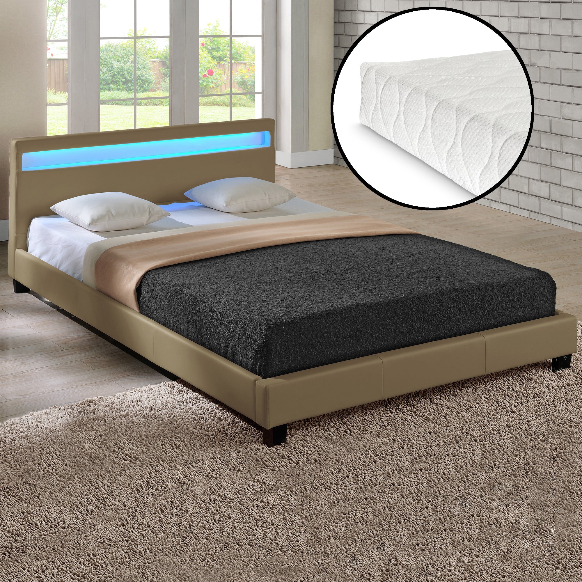 Bed Parijs kunstleer met matras LED-verlichting en bedbodem - 18 varianten - Image 25