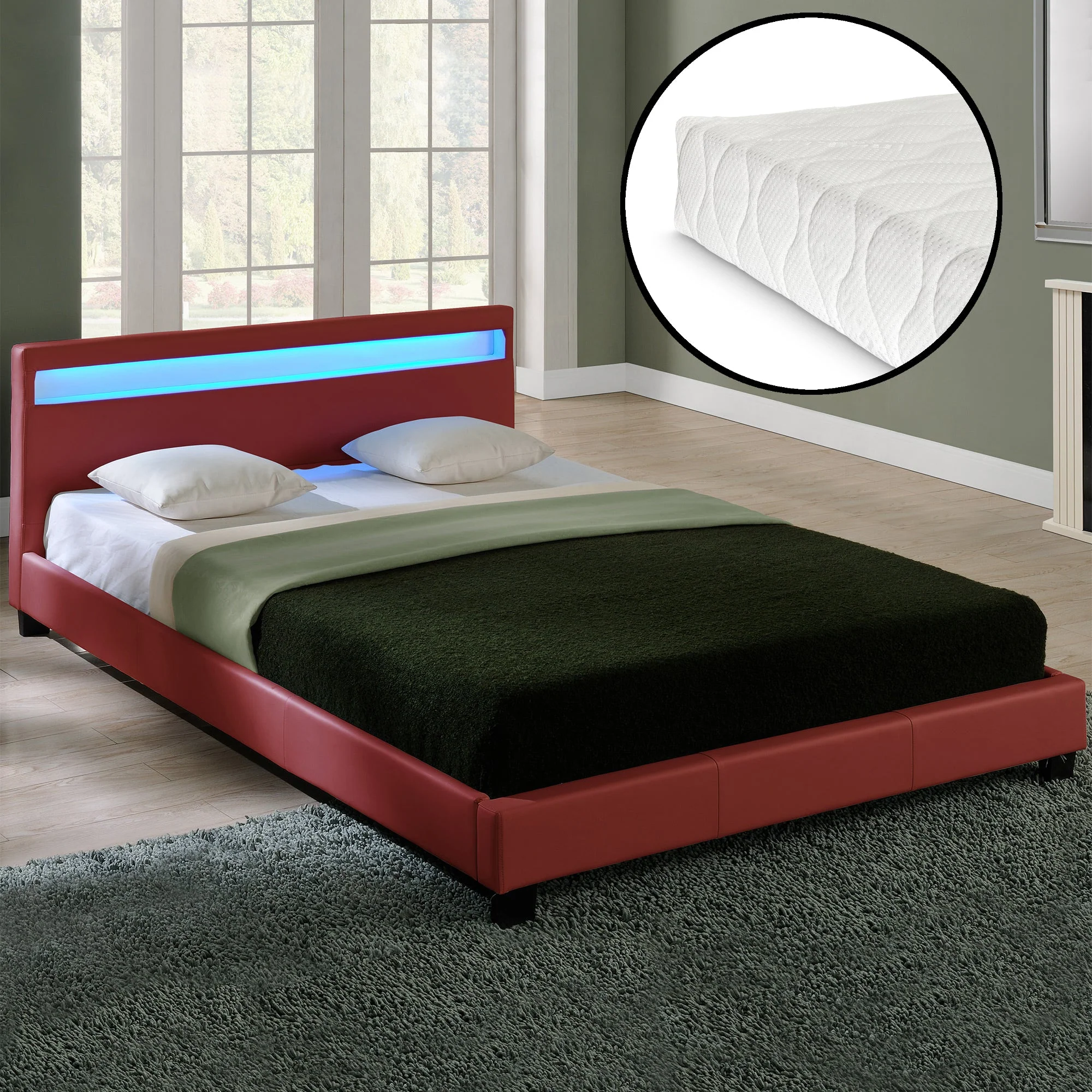 Bed Parijs kunstleer met matras LED-verlichting en bedbodem - 18 varianten - Image 28