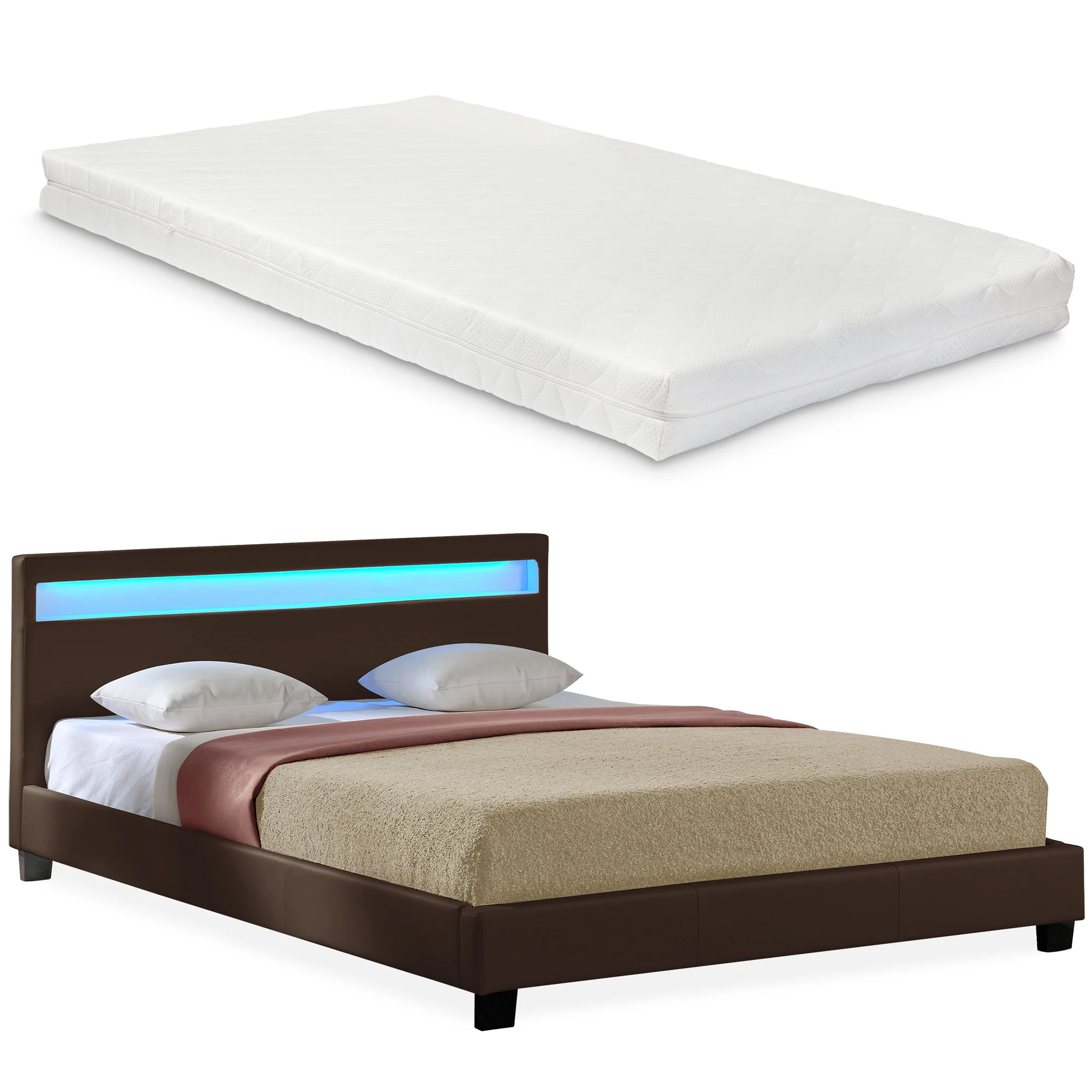 Bed Parijs kunstleer met matras LED-verlichting en bedbodem - 18 varianten - Image 3