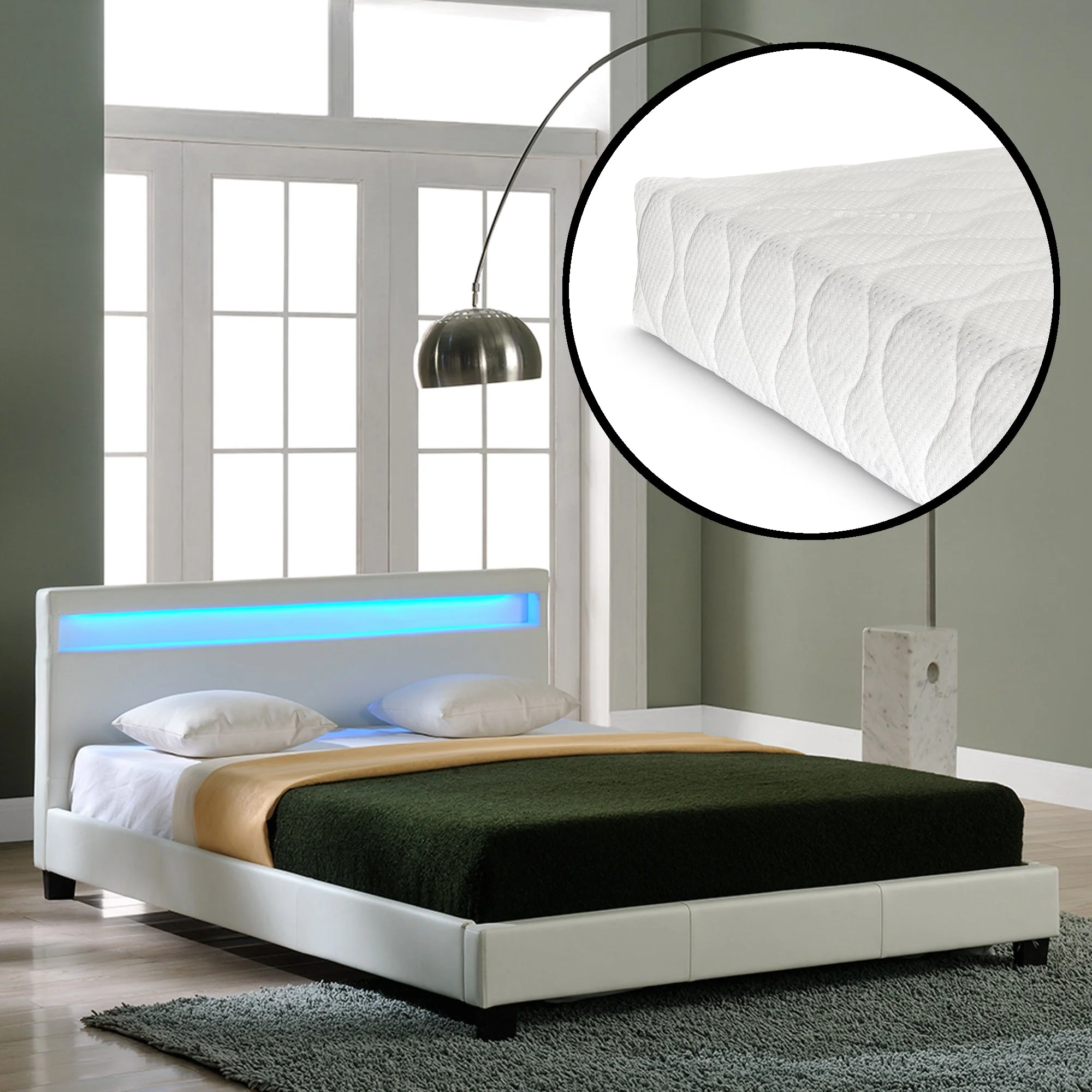 Bed Parijs kunstleer met matras LED-verlichting en bedbodem - 18 varianten - Image 30