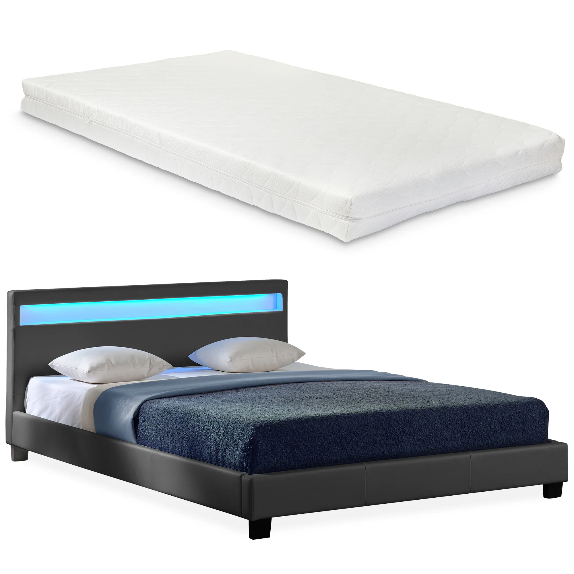 Bed Parijs kunstleer met matras LED-verlichting en bedbodem - 18 varianten - Image 6