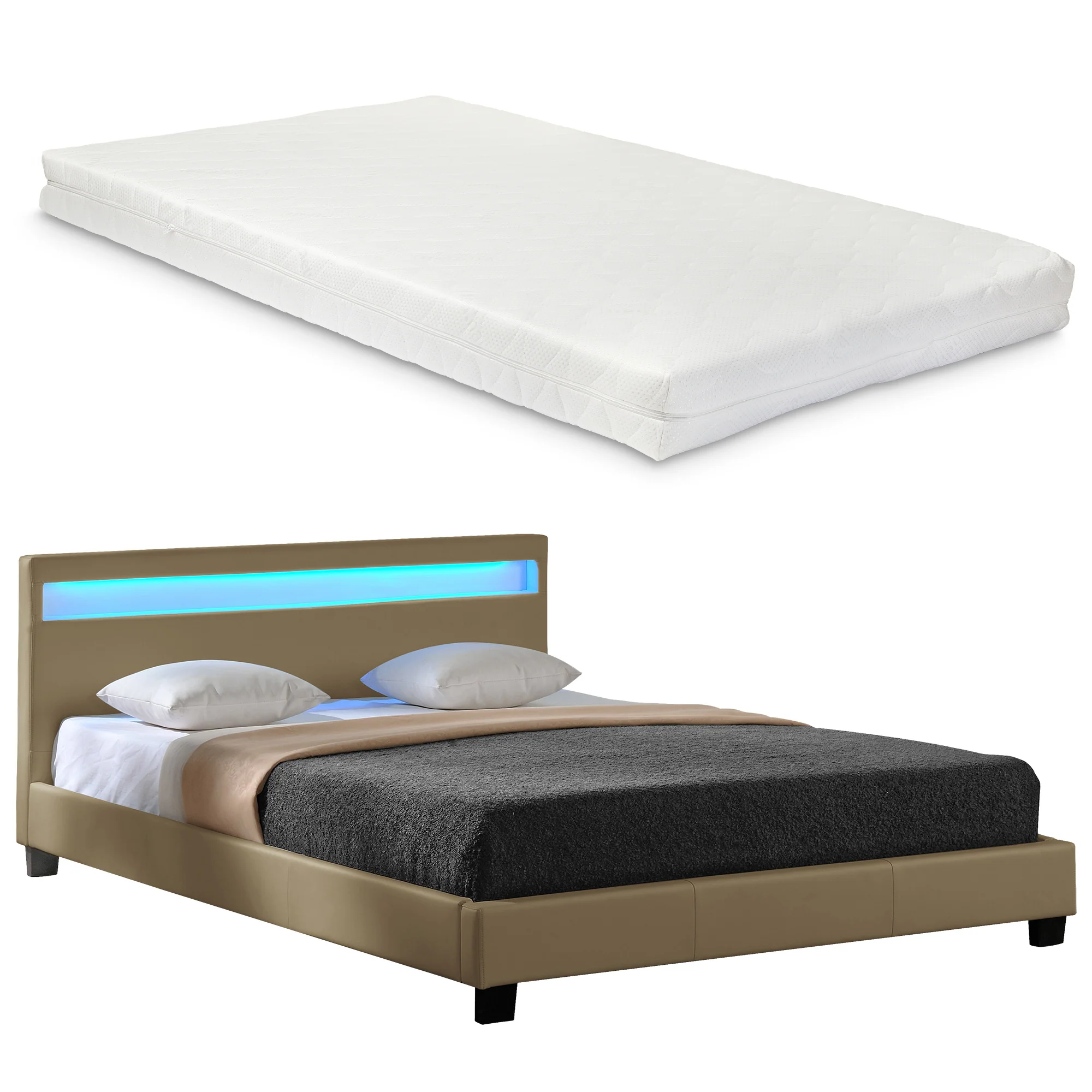 Bed Parijs kunstleer met matras LED-verlichting en bedbodem - 18 varianten - Image 8