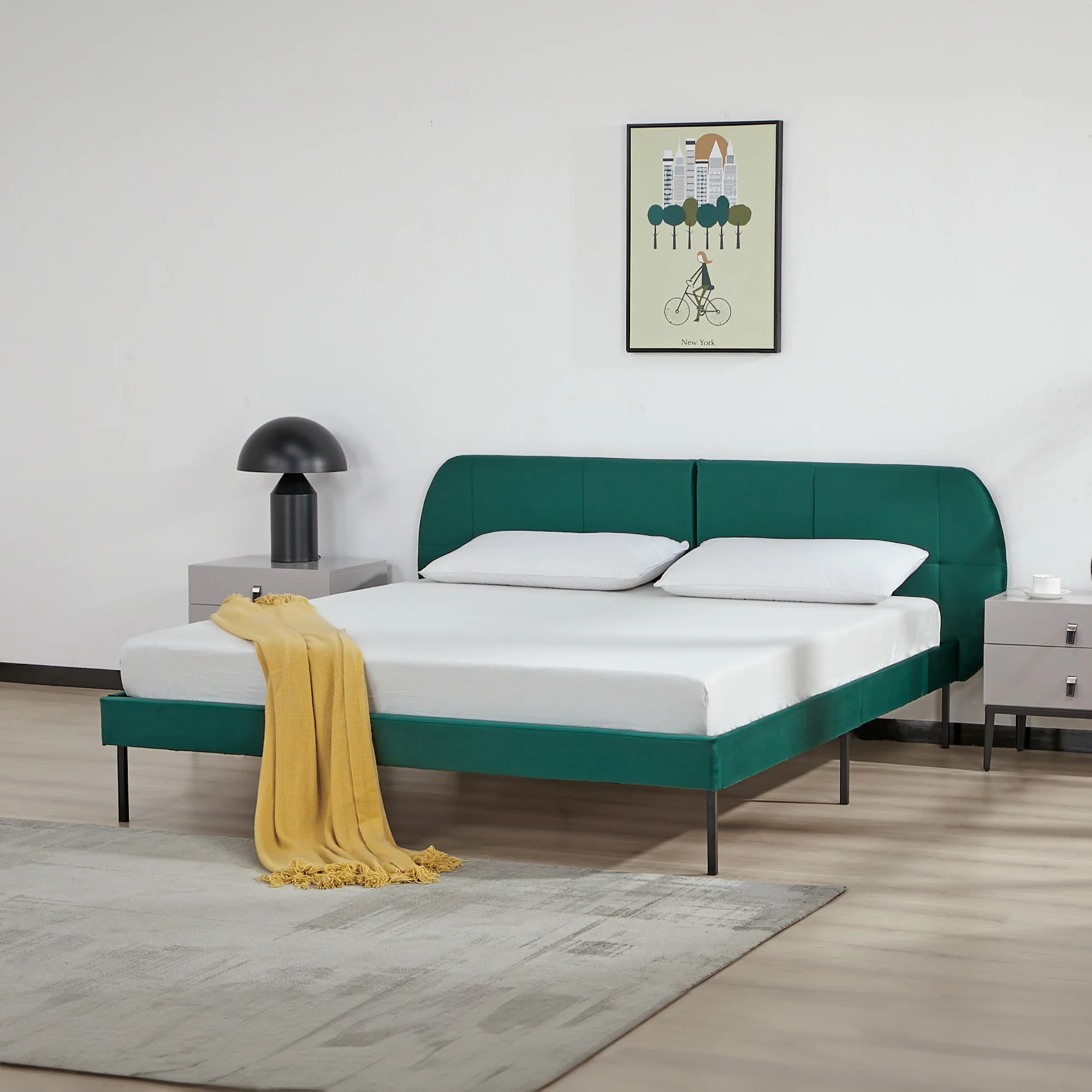Gestoffeerd bed Porvoo met bedbodem [en.casa] - Image 2