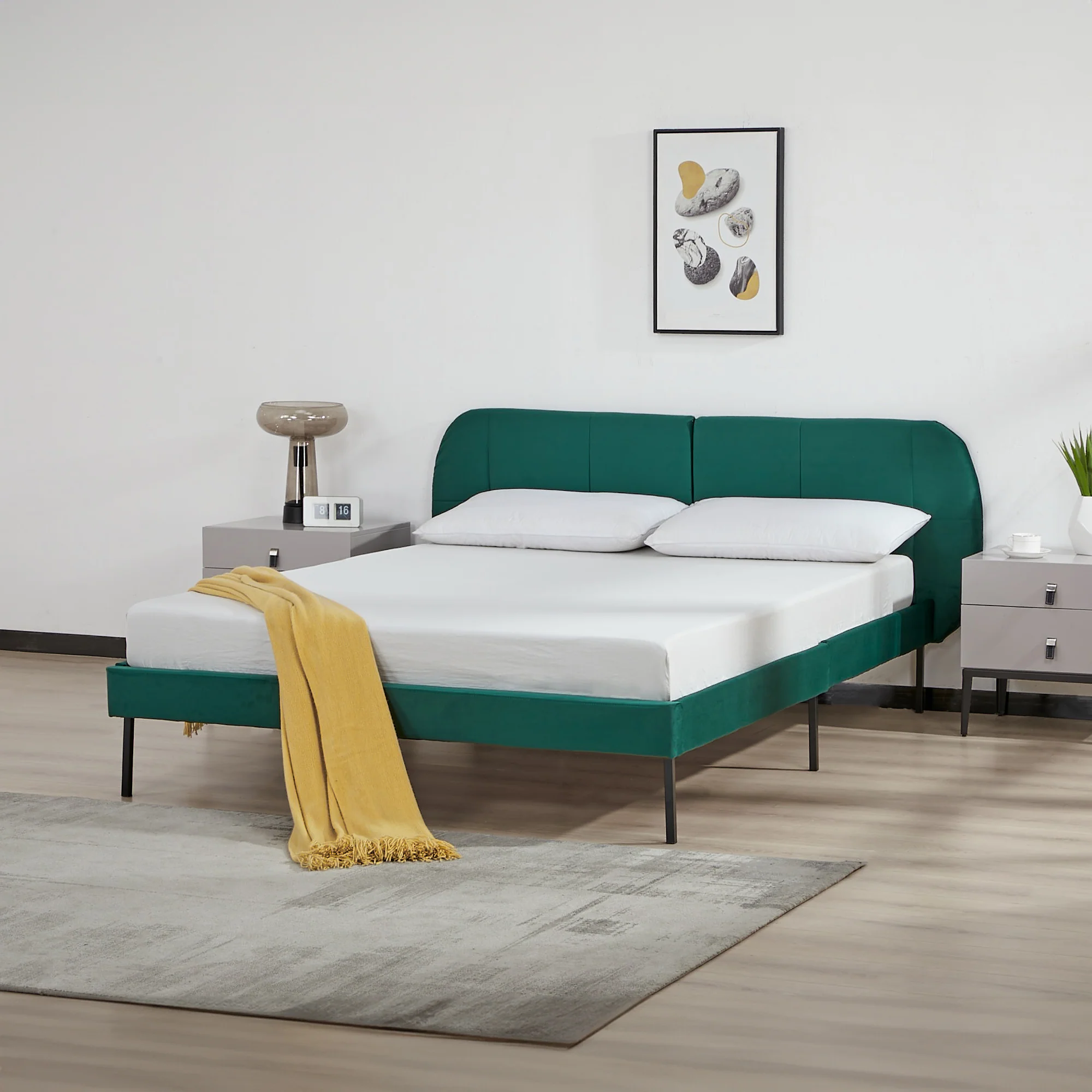 Gestoffeerd bed Porvoo met bedbodem [en.casa] - Image 3