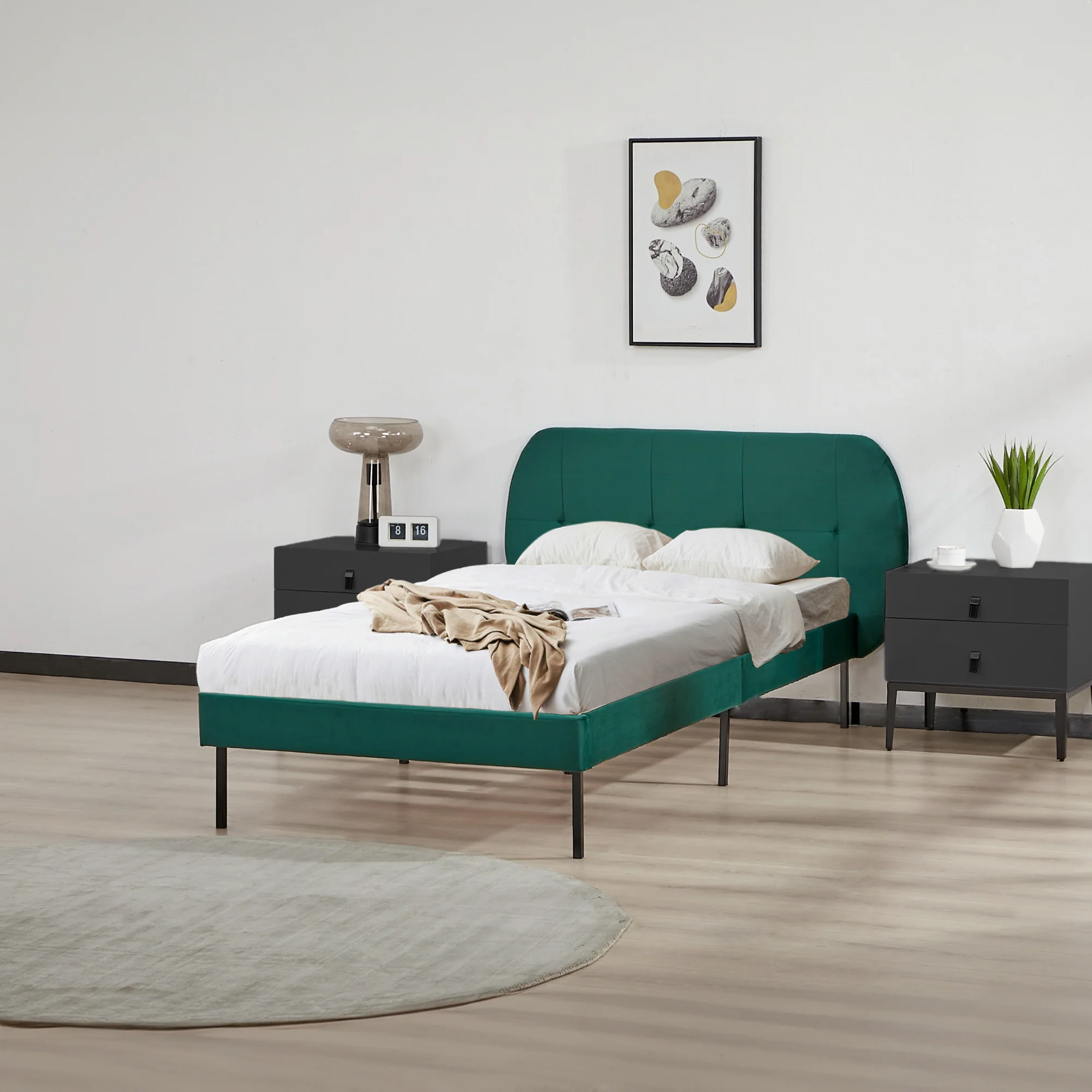 Gestoffeerd bed Porvoo met bedbodem [en.casa] - Image 4