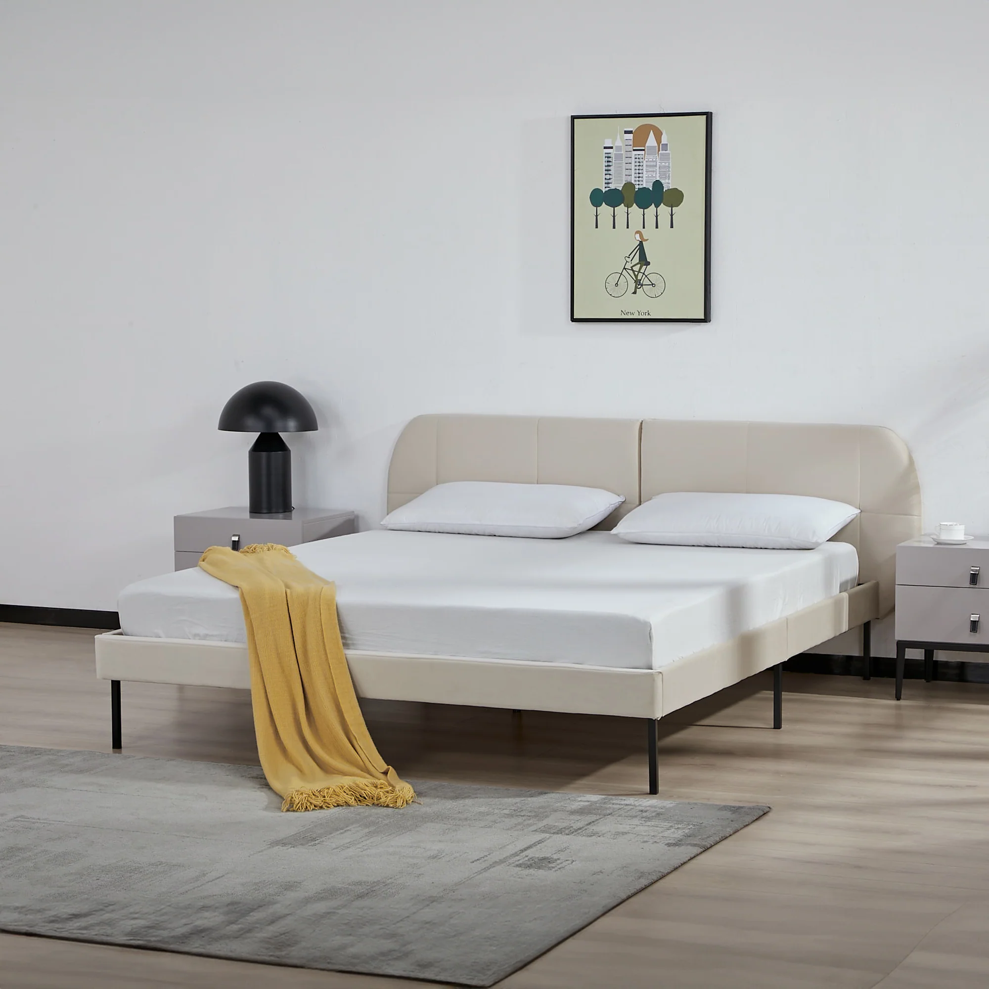 Gestoffeerd bed Porvoo met bedbodem [en.casa] - Image 5