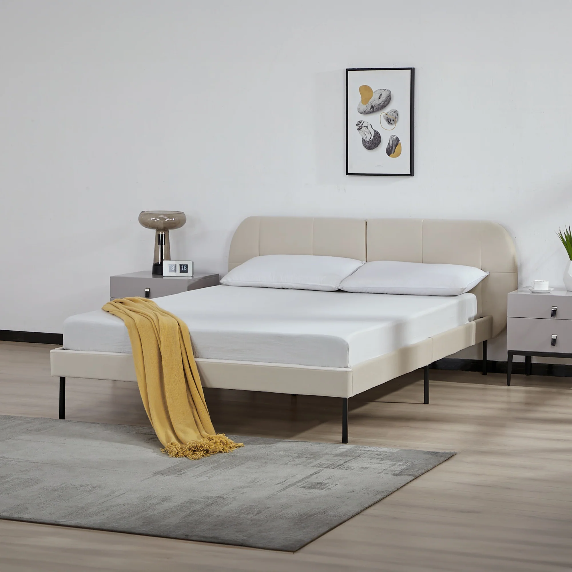 Gestoffeerd bed Porvoo met bedbodem [en.casa] - Image 6