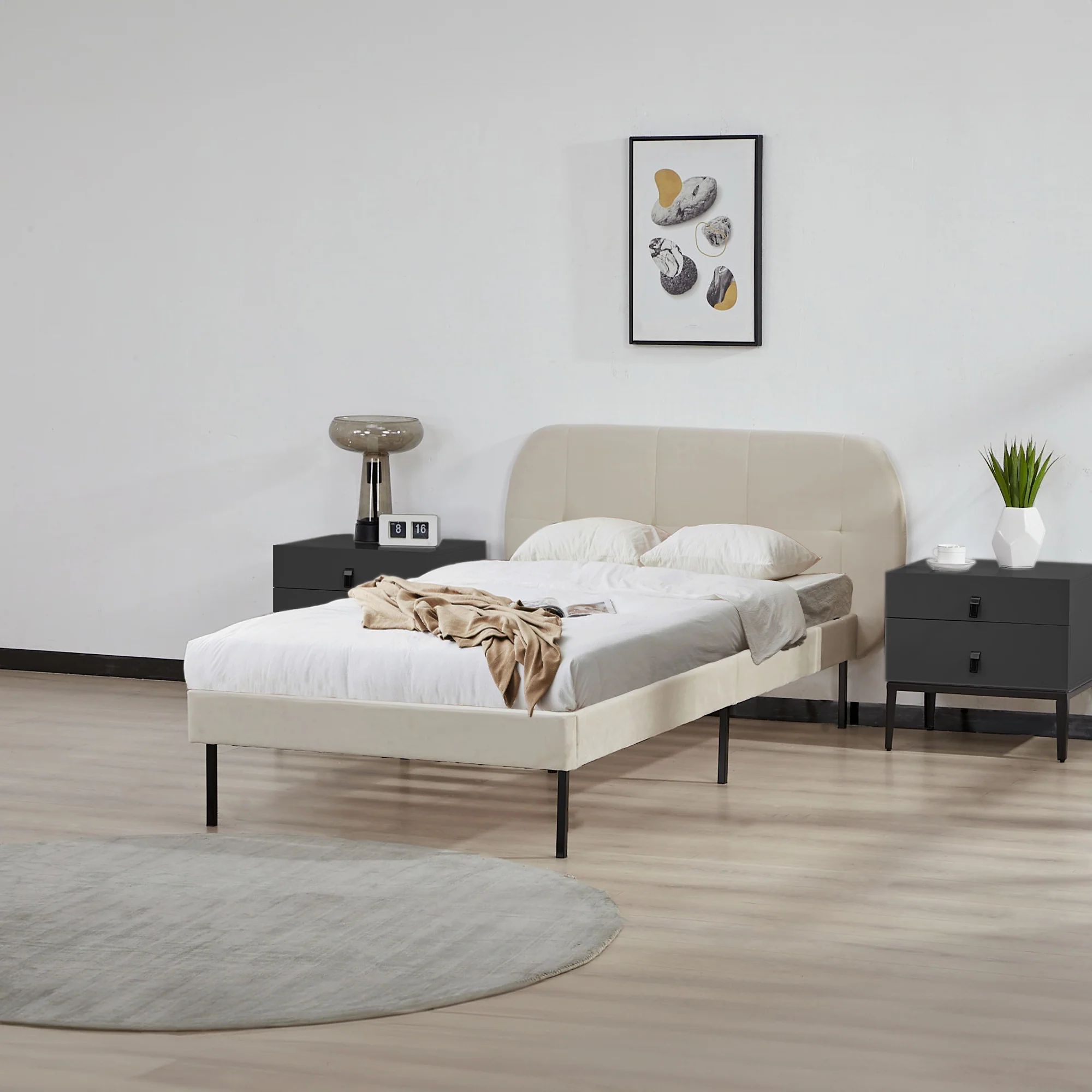 Gestoffeerd bed Porvoo met bedbodem [en.casa] - Image 7