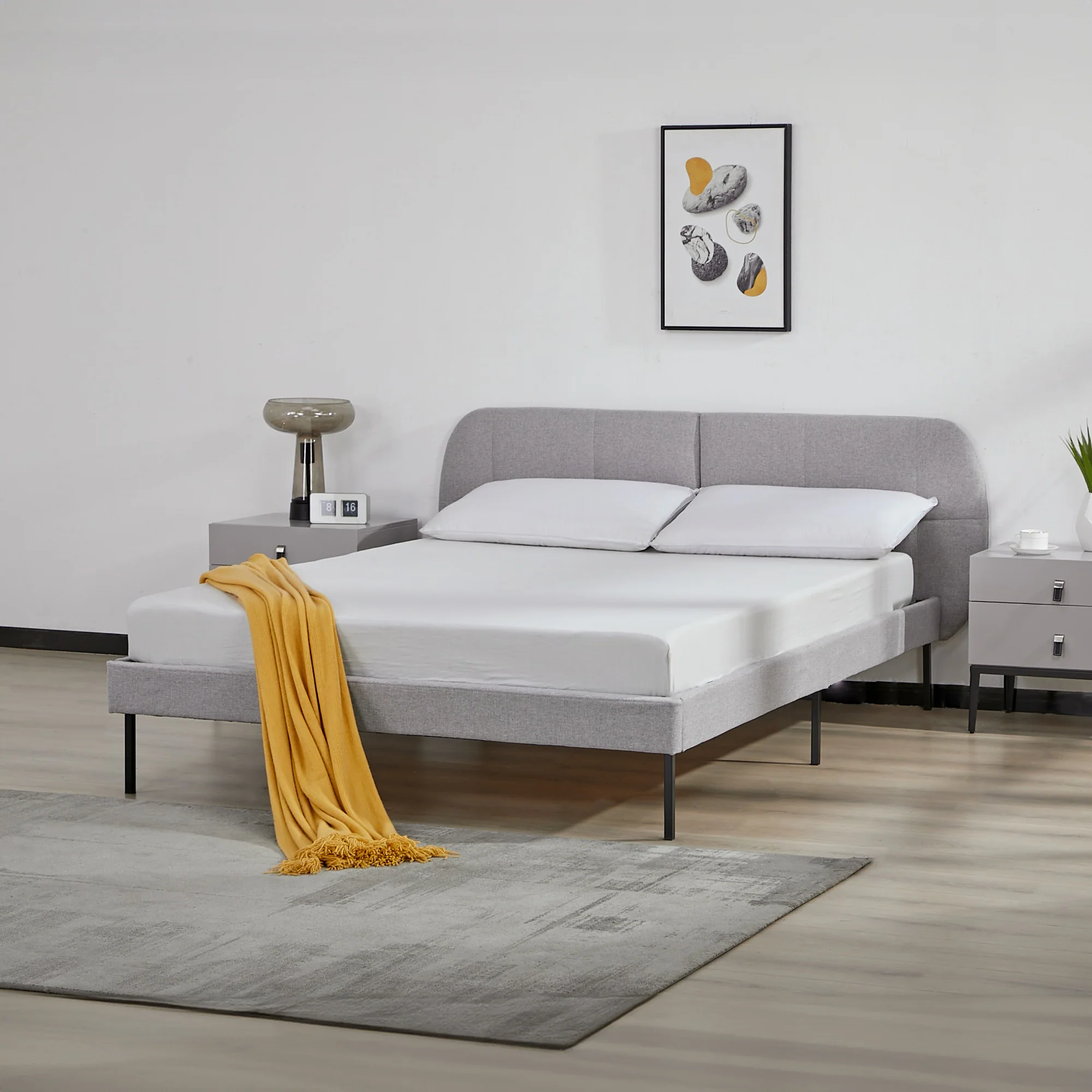 Gestoffeerd bed Porvoo met bedbodem [en.casa] - Image 9