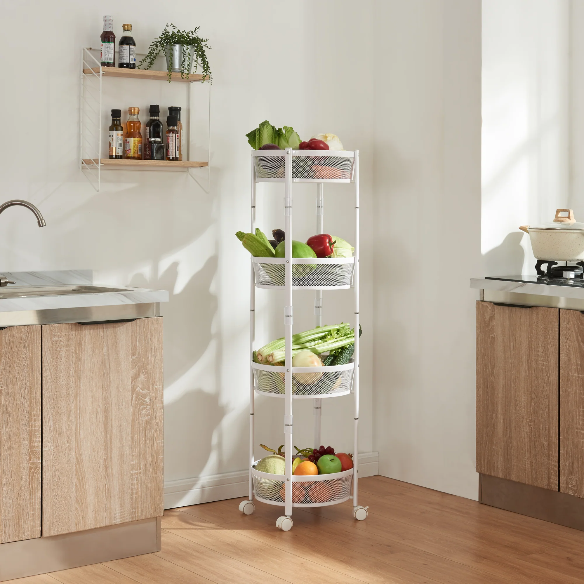 [en.casa] Keukentrolley Sørreisa rond 123xØ37,5 cm wit