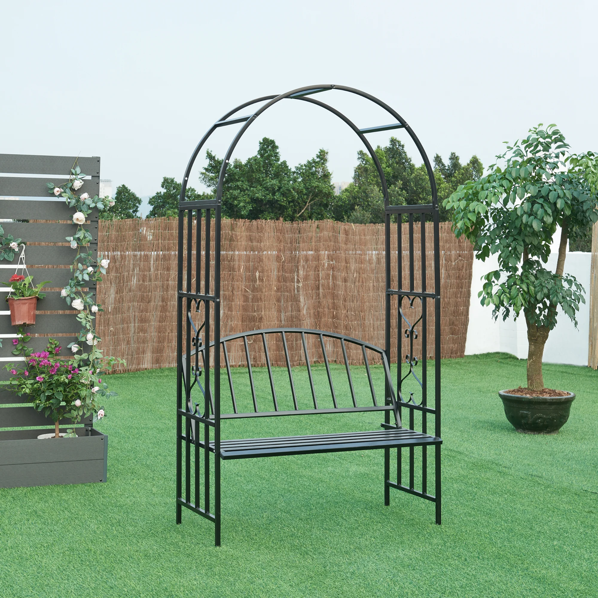 Pergola Barile met bank 205x114x55 cm zwart casa.pro