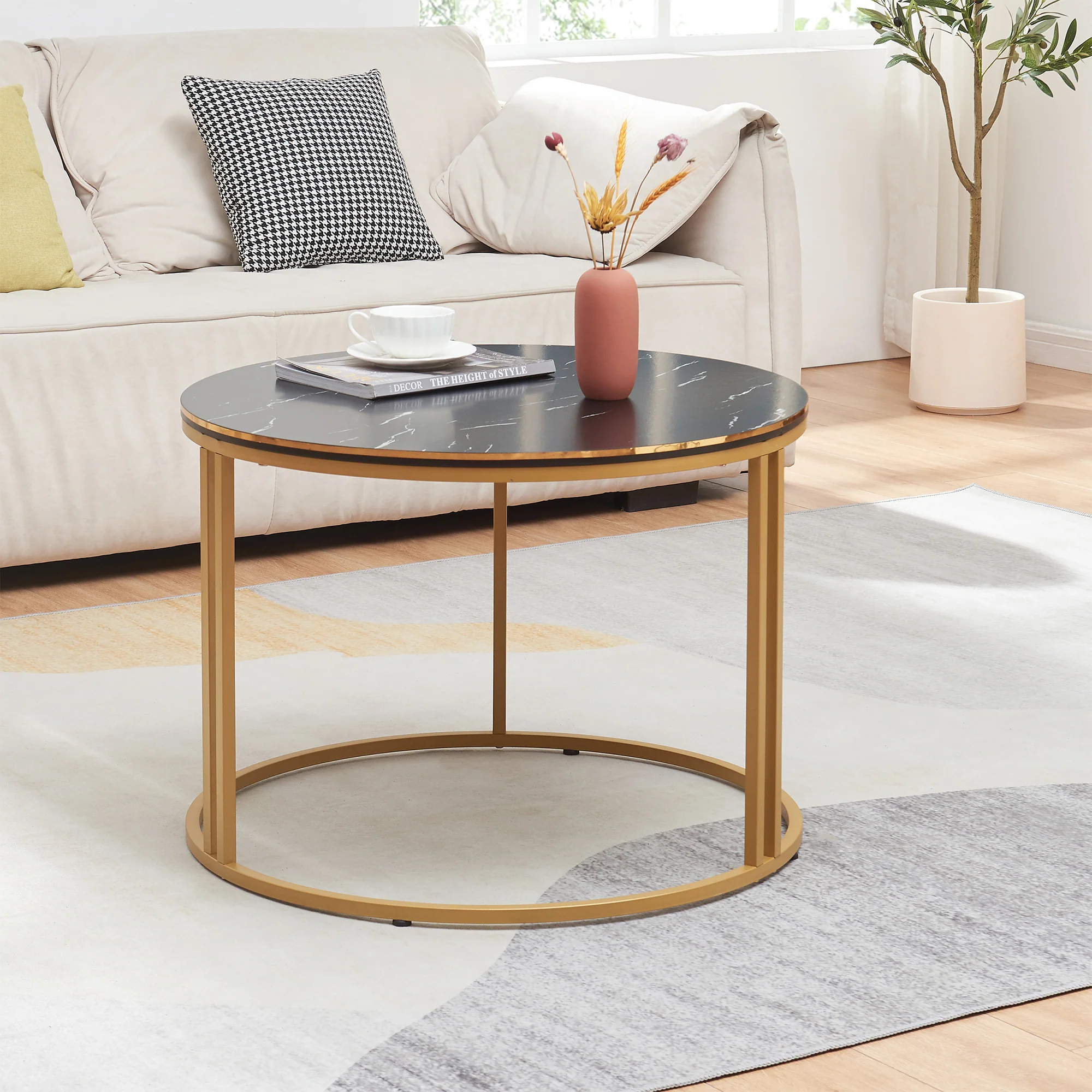 [en.casa] Salontafel Aulum rond 50x70 cm - 4 varianten - Image 2