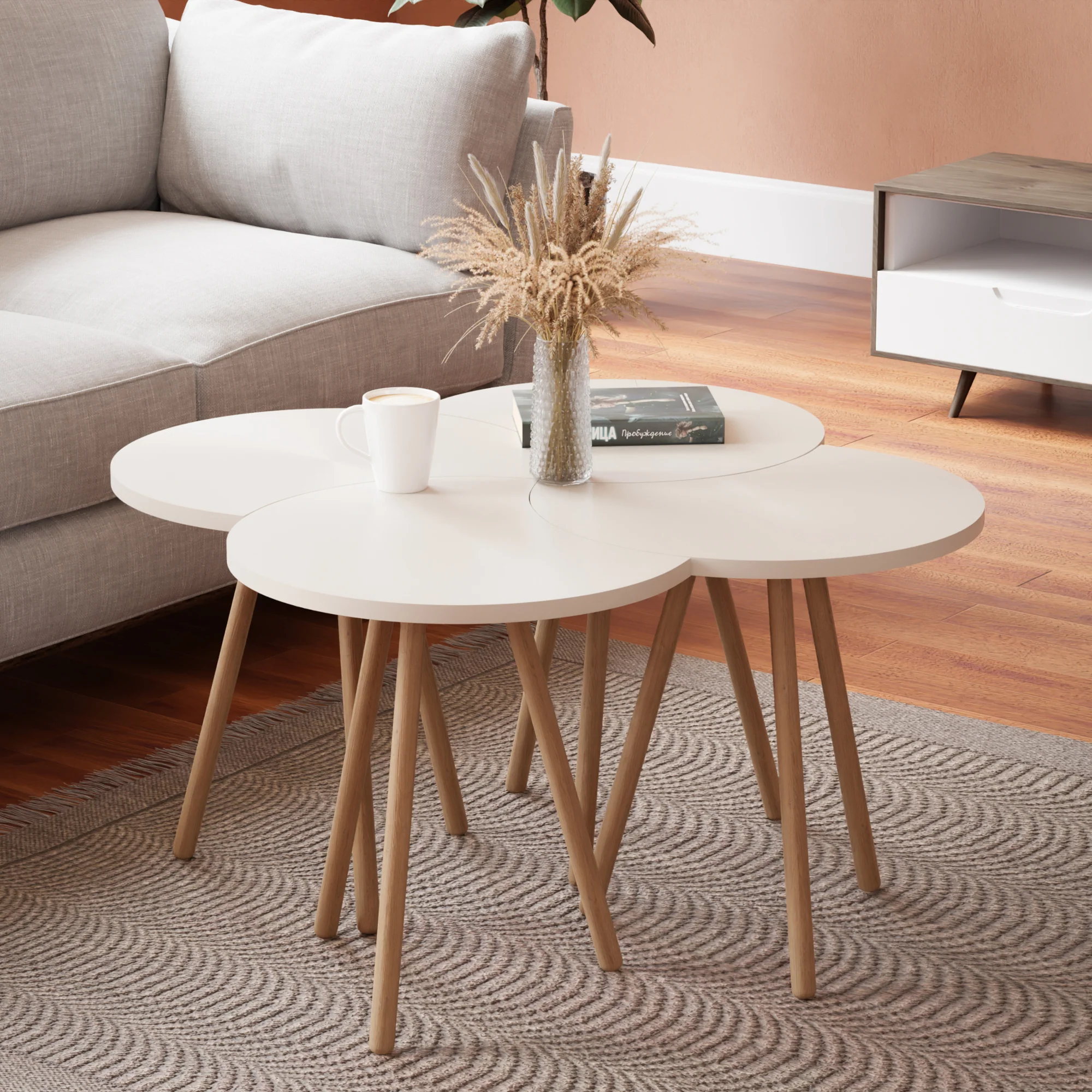 [en.casa] Salontafel Højer set van 4 - 3 varianten