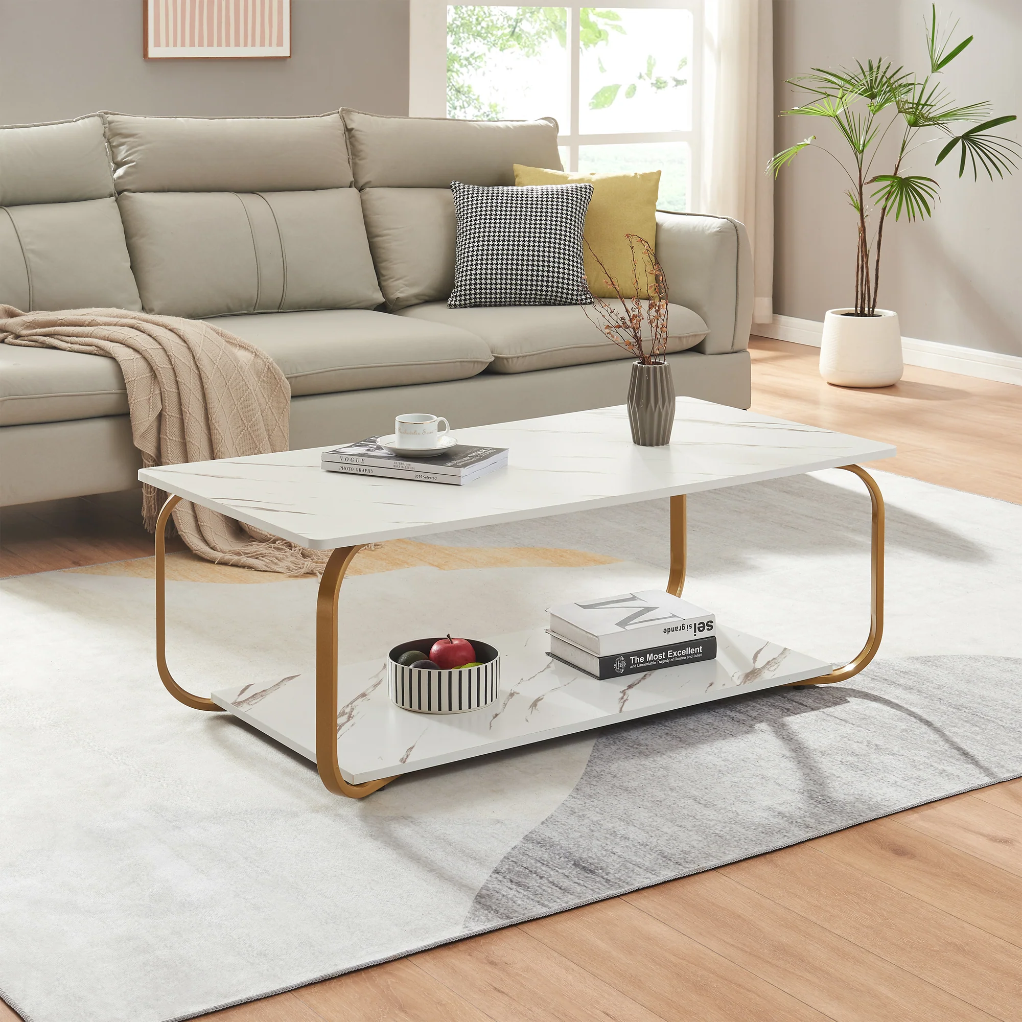 Salontafel Kolta rechthoekig met onderblad 120x60x43 cm [en.casa] - Image 2
