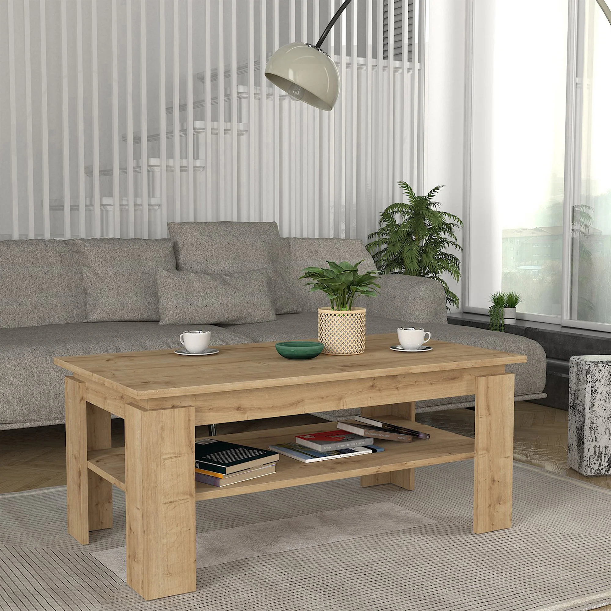 Salontafel Krirdfjos met onderplank spaanplaat 110x60x47 cm [en.casa] - Image 2