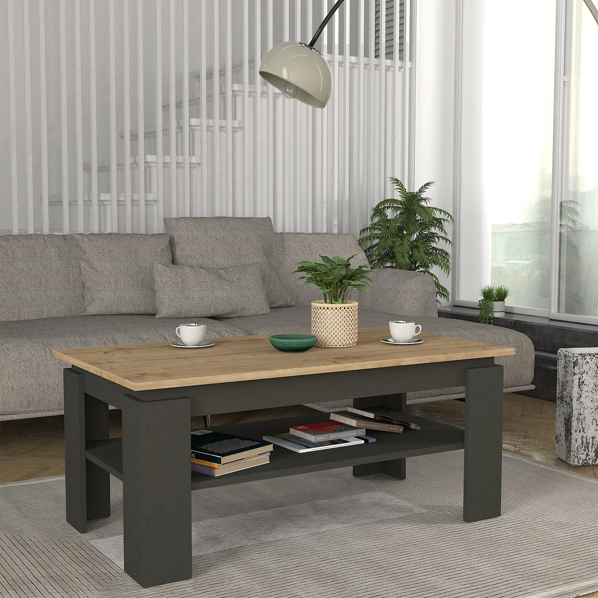 Salontafel Krirdfjos met onderplank spaanplaat 110x60x47 cm [en.casa] - Image 3