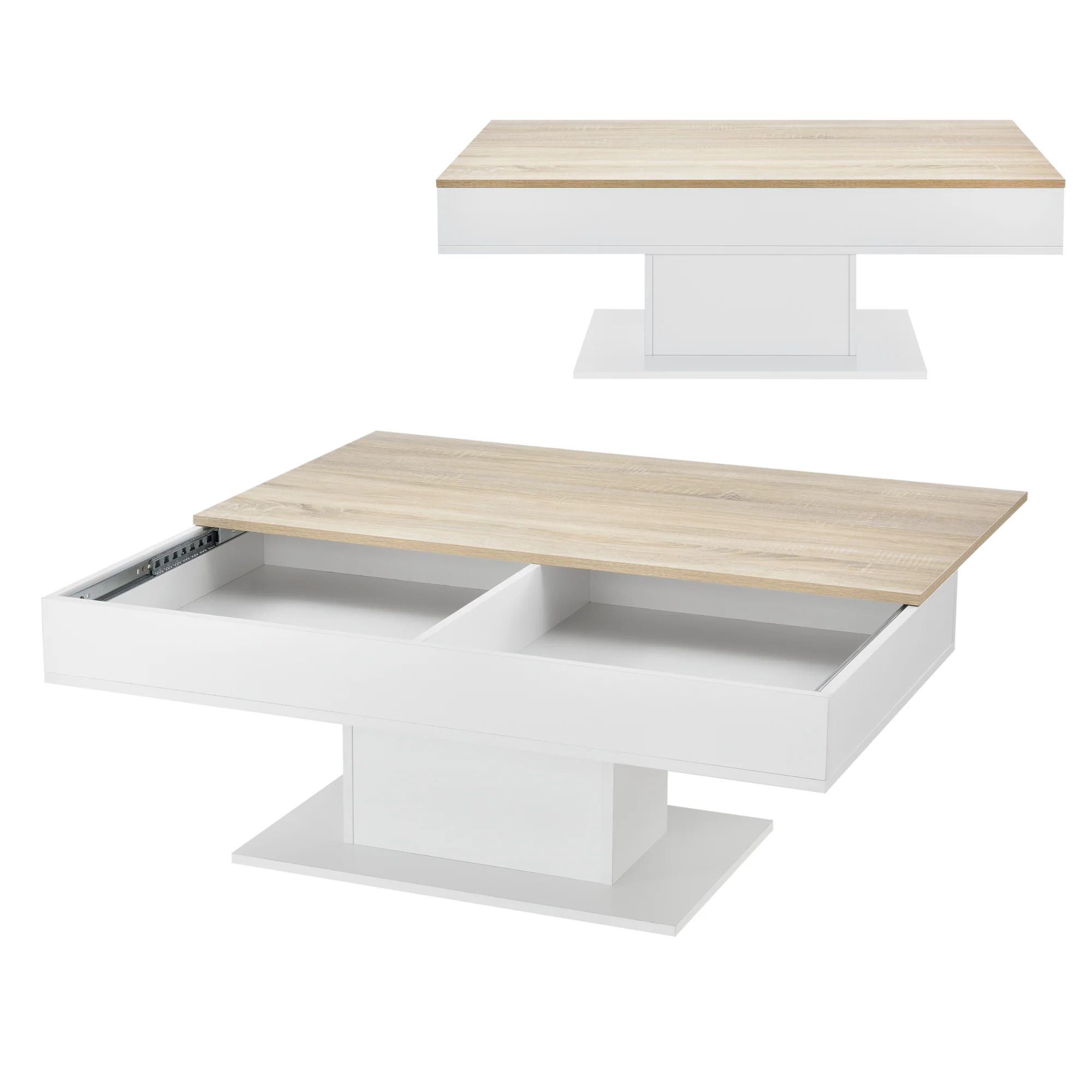 Salontafel Lünen met opbergruimte 110x60x40 cm eiken en wit