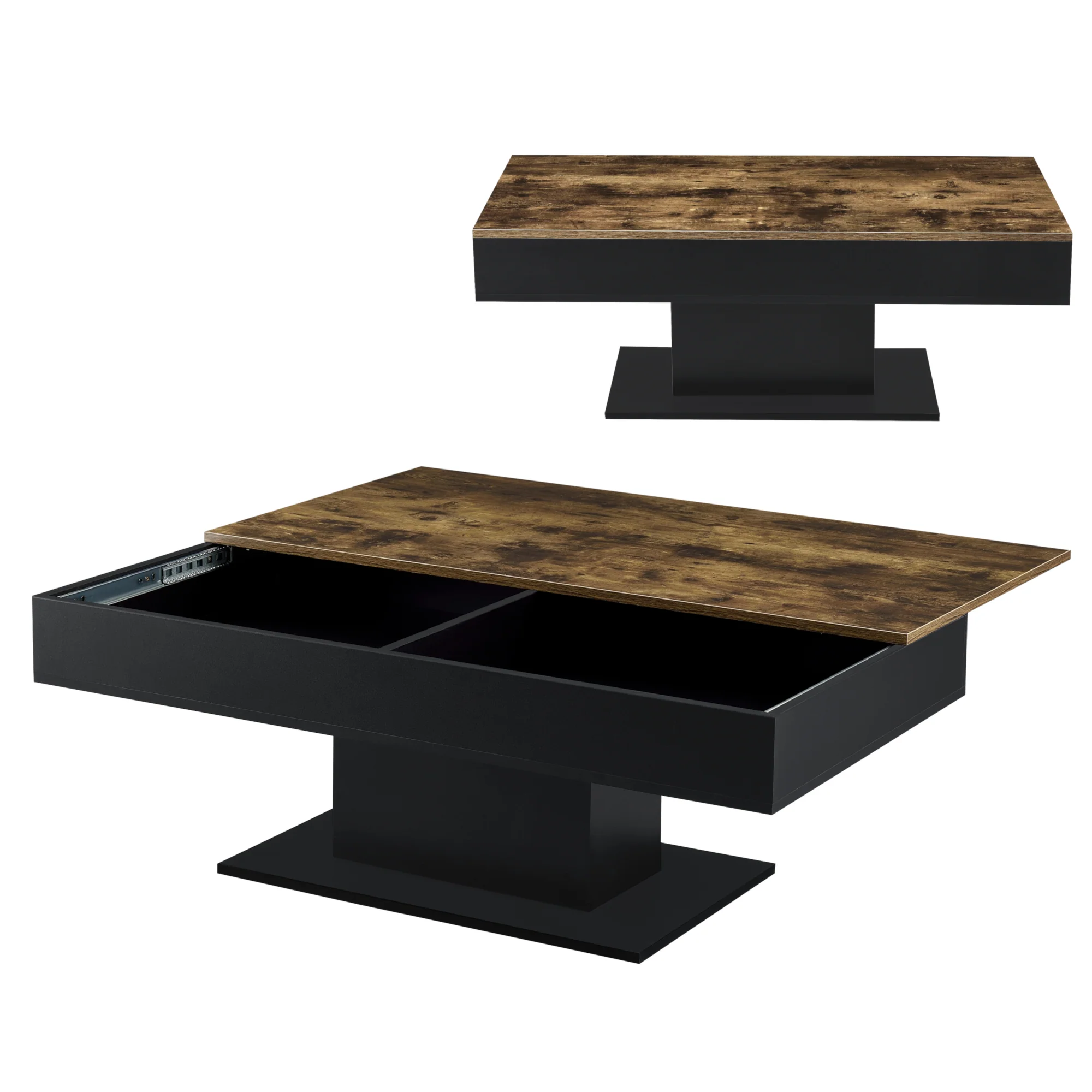 Salontafel Lünen met opbergruimte 110x60x40 cm zwart en houtkleurig [en.casa]