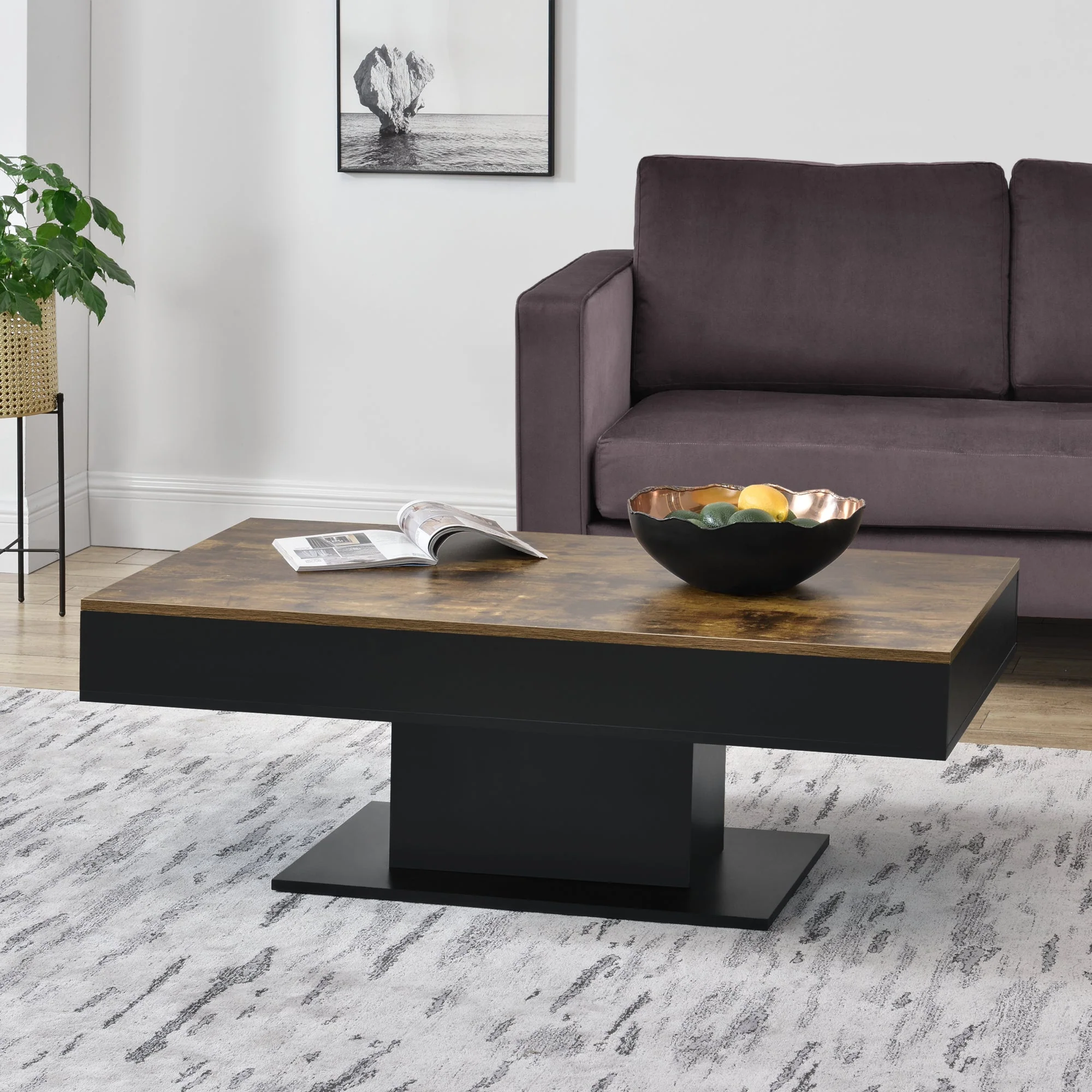 Salontafel Lünen met opbergruimte 110x60x40 cm zwart en houtkleurig [en.casa] - Image 2
