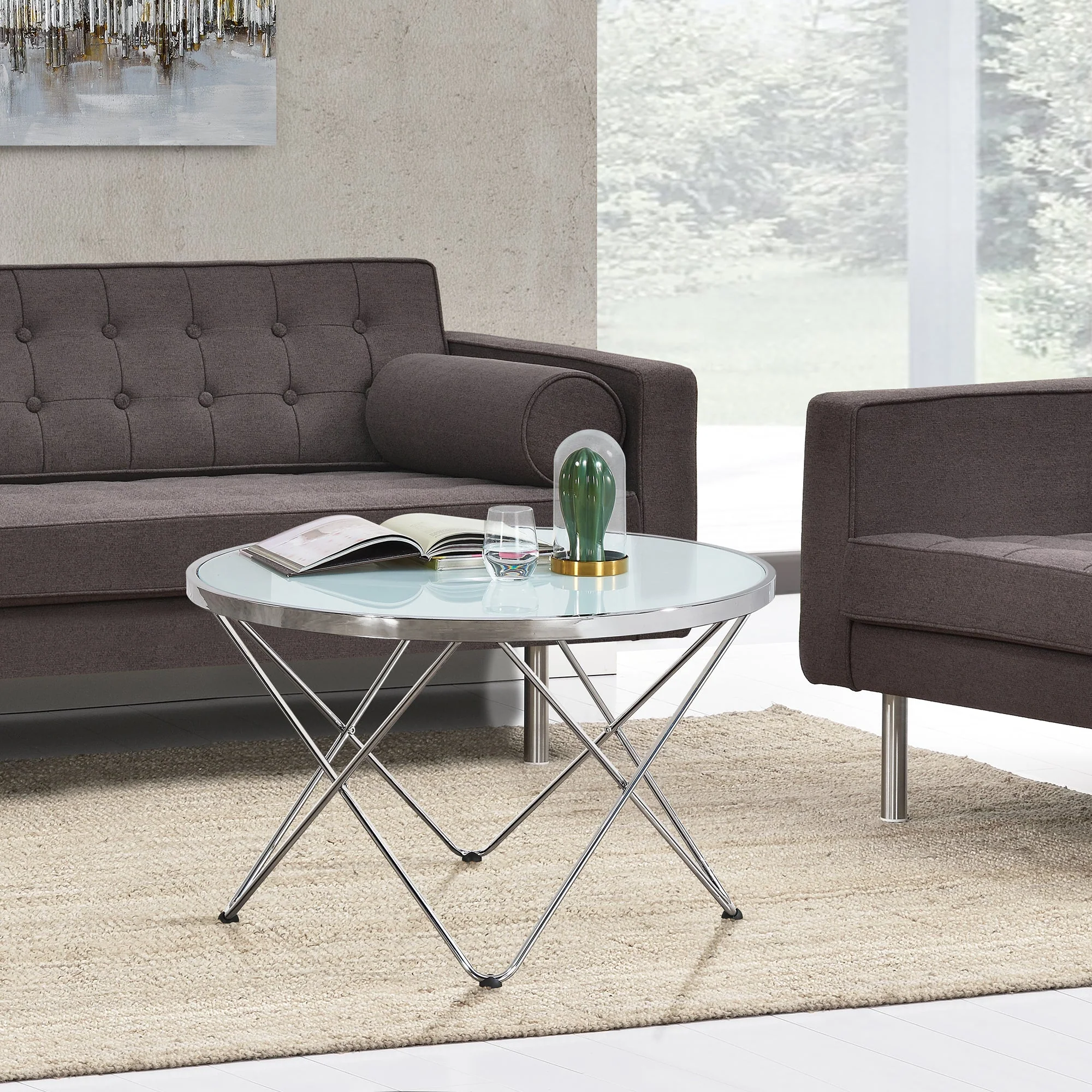 [en.casa] Salontafel Nikkeby rond 50xØ80 cm glas en metaal - Image 2