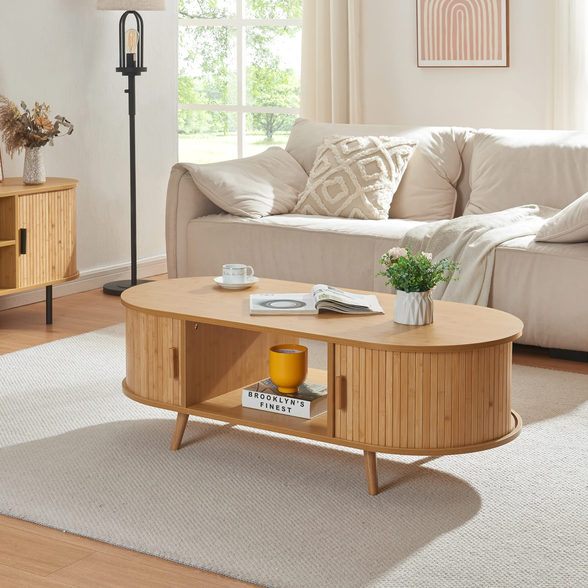 Salontafel Nordkapp ovaal 120x55x40 cm houtkleurig [en.casa]