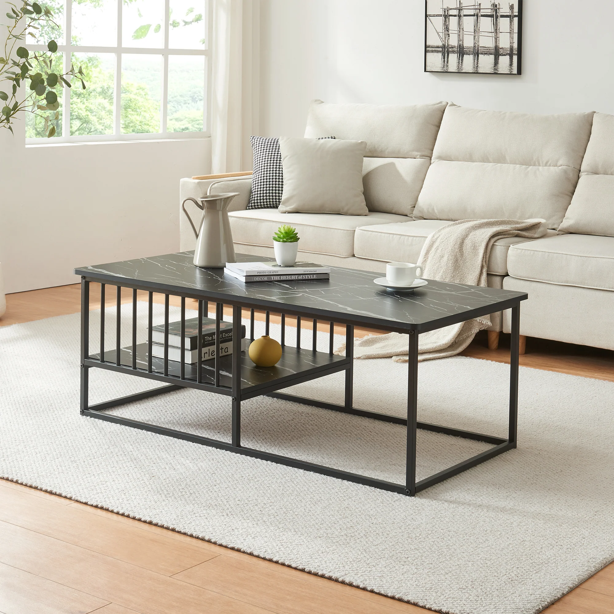 Salontafel Raukurg met opbergvak MDF 120x60x44 cm [en.casa]