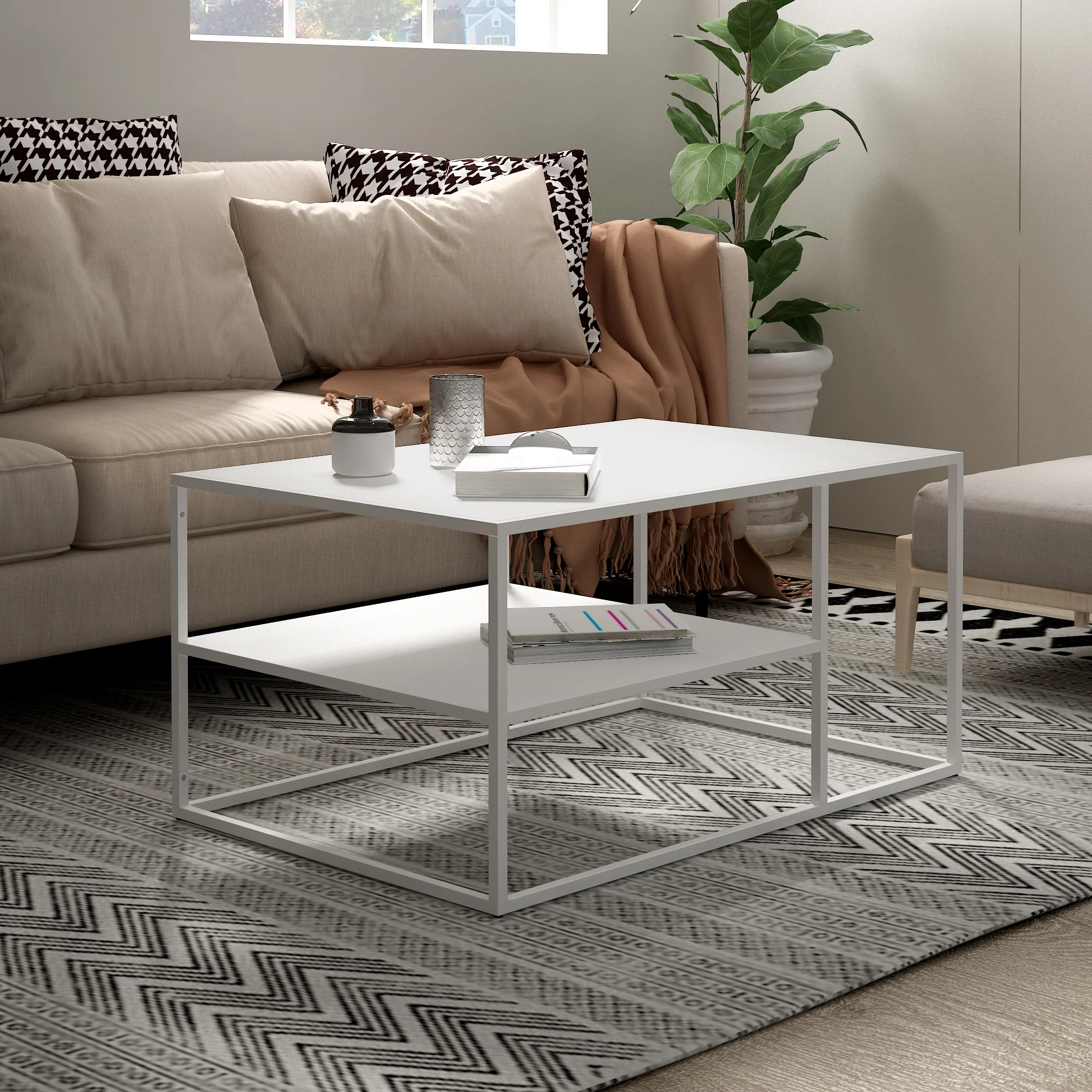 Salontafel Solund met plank 45x90x60 cm [en.casa]
