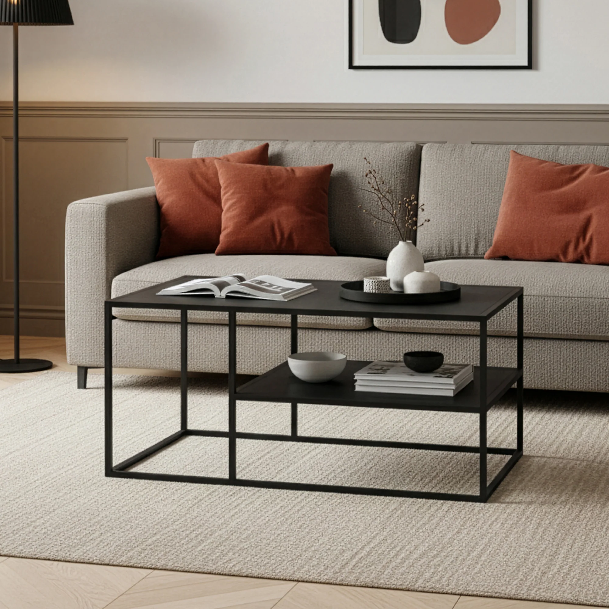 Salontafel Solund met plank 45x90x60 cm [en.casa] - Image 3