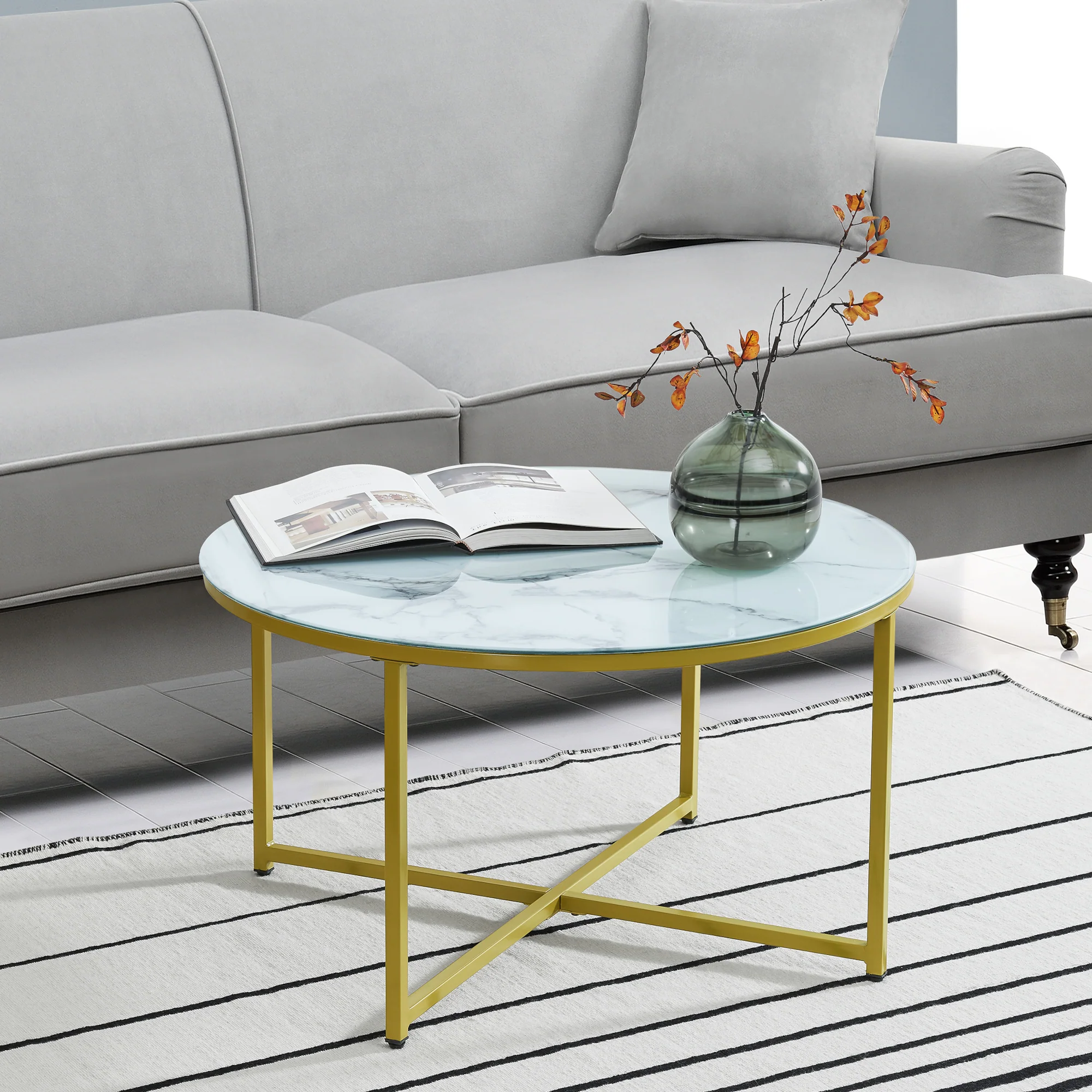 [en.casa] Salontafel Uppvidinge glas rond 45xØ80 cm - 2 varianten - Image 3