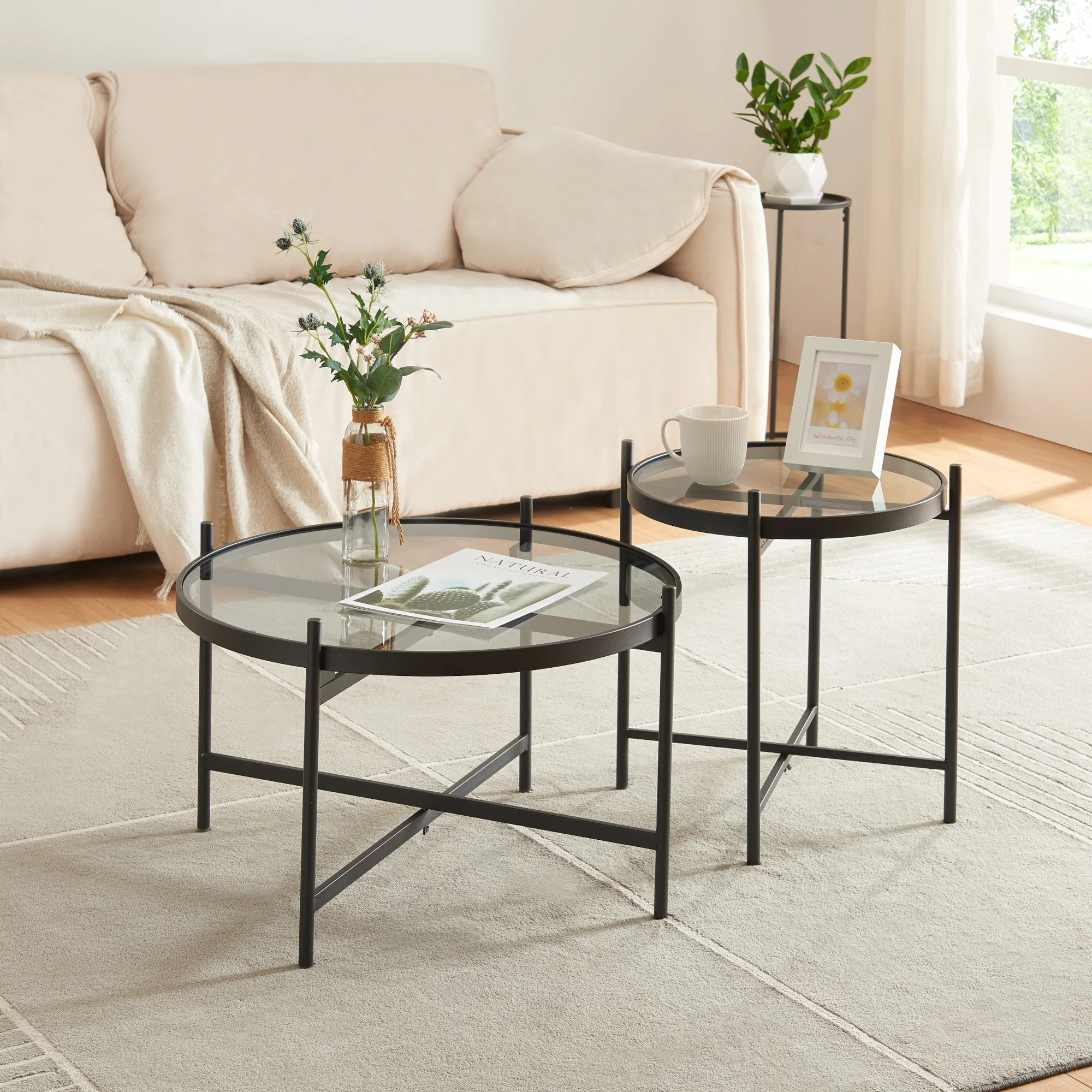 Salontafel Lier set van 2 zwart [en.casa]