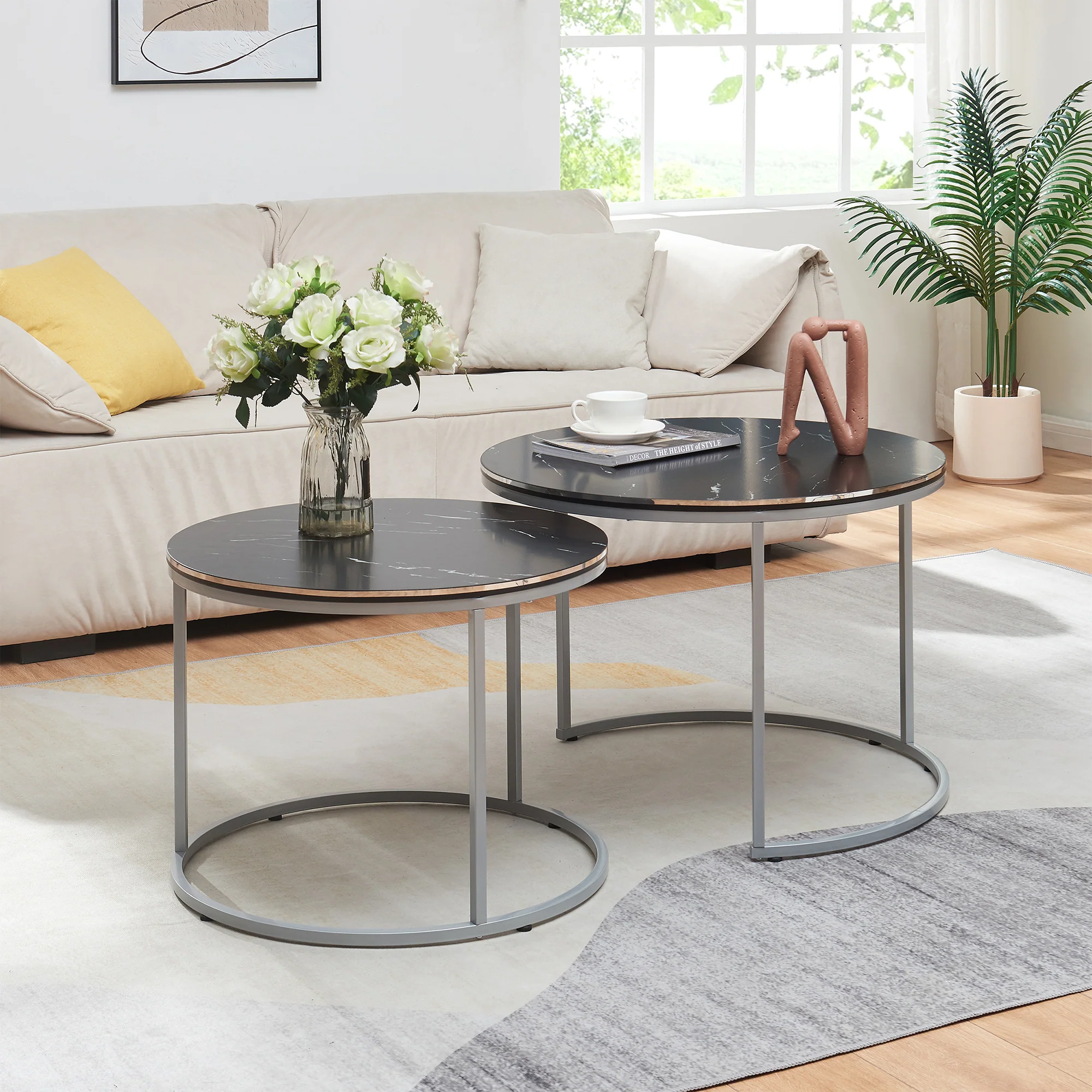 [en.casa] Salontafel Skagen set van 2 rond - 3 varianten - Image 2