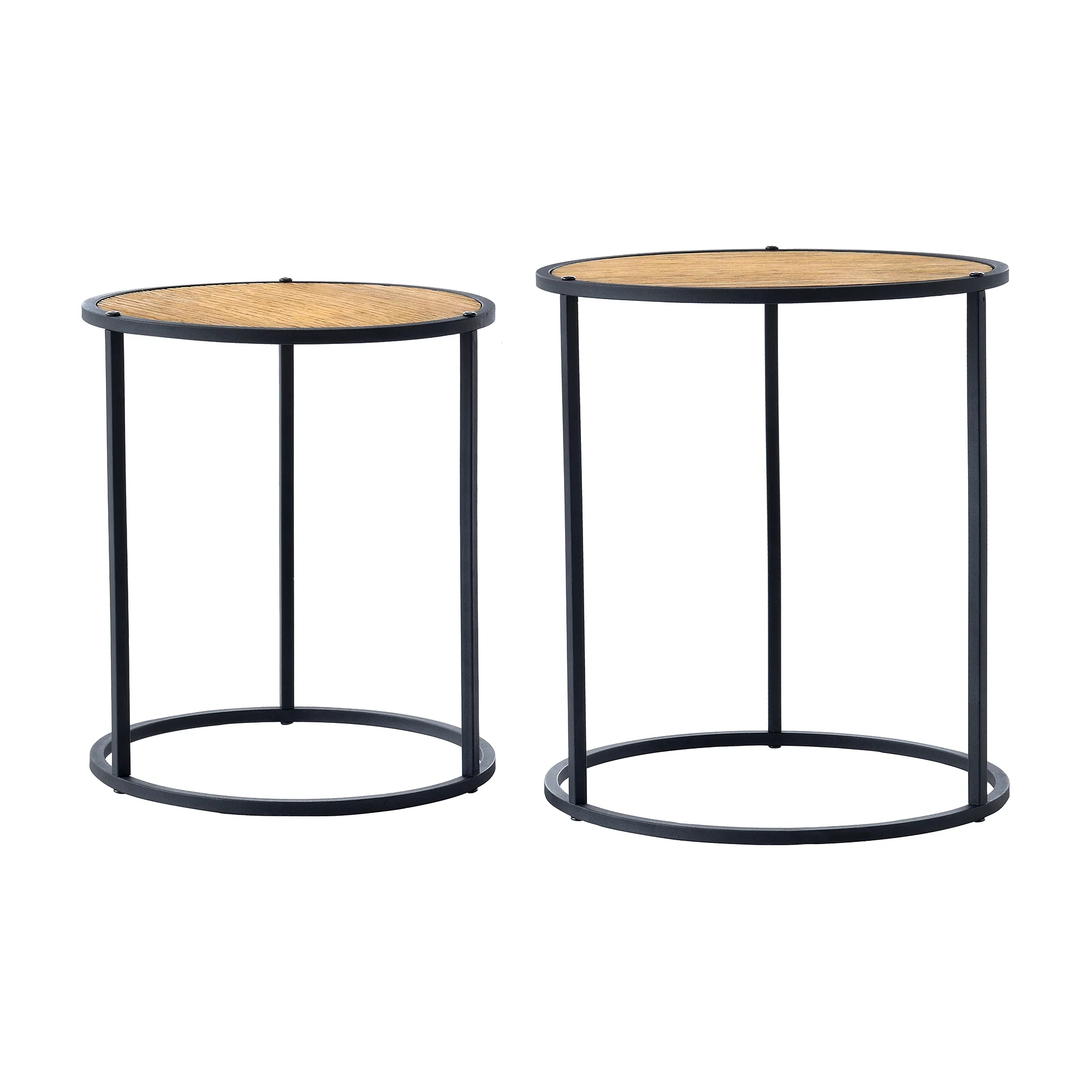 [en.casa] Bijzettafel Moriusaq set van 2 rond zwart en houtkleurig