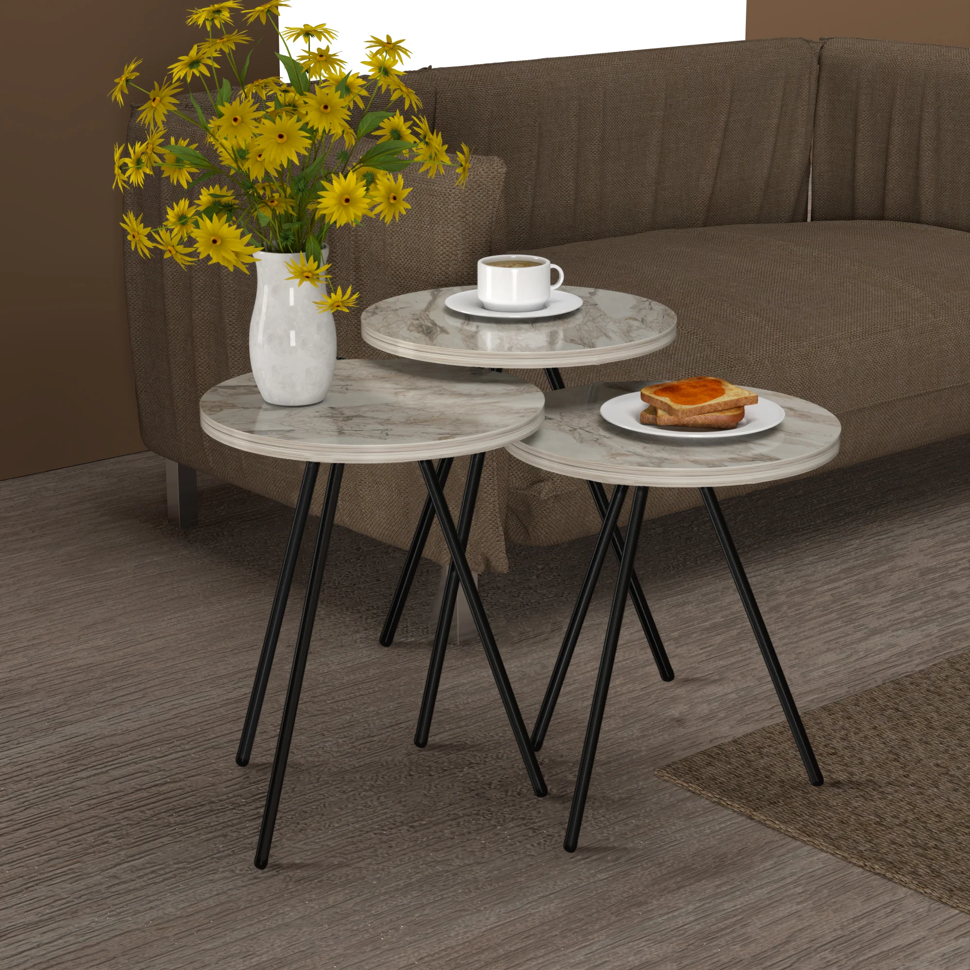 [en.casa] Bijzettafel Ølgod rond set van 3 - 4 varianten - Image 2