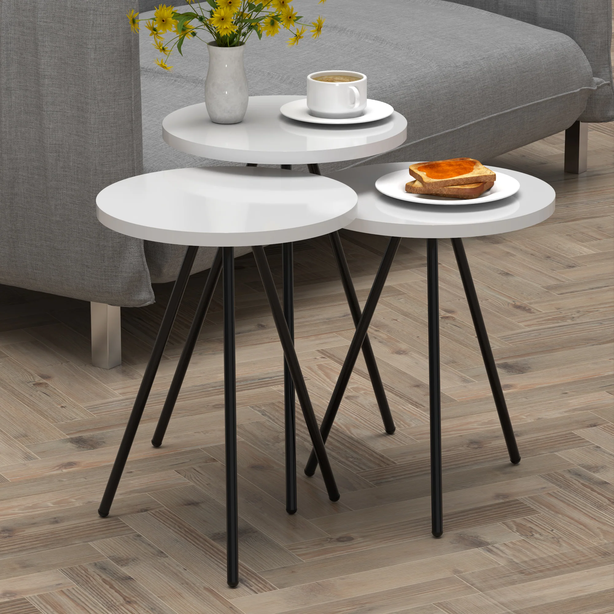 [en.casa] Bijzettafel Ølgod rond set van 3 - 4 varianten - Image 4