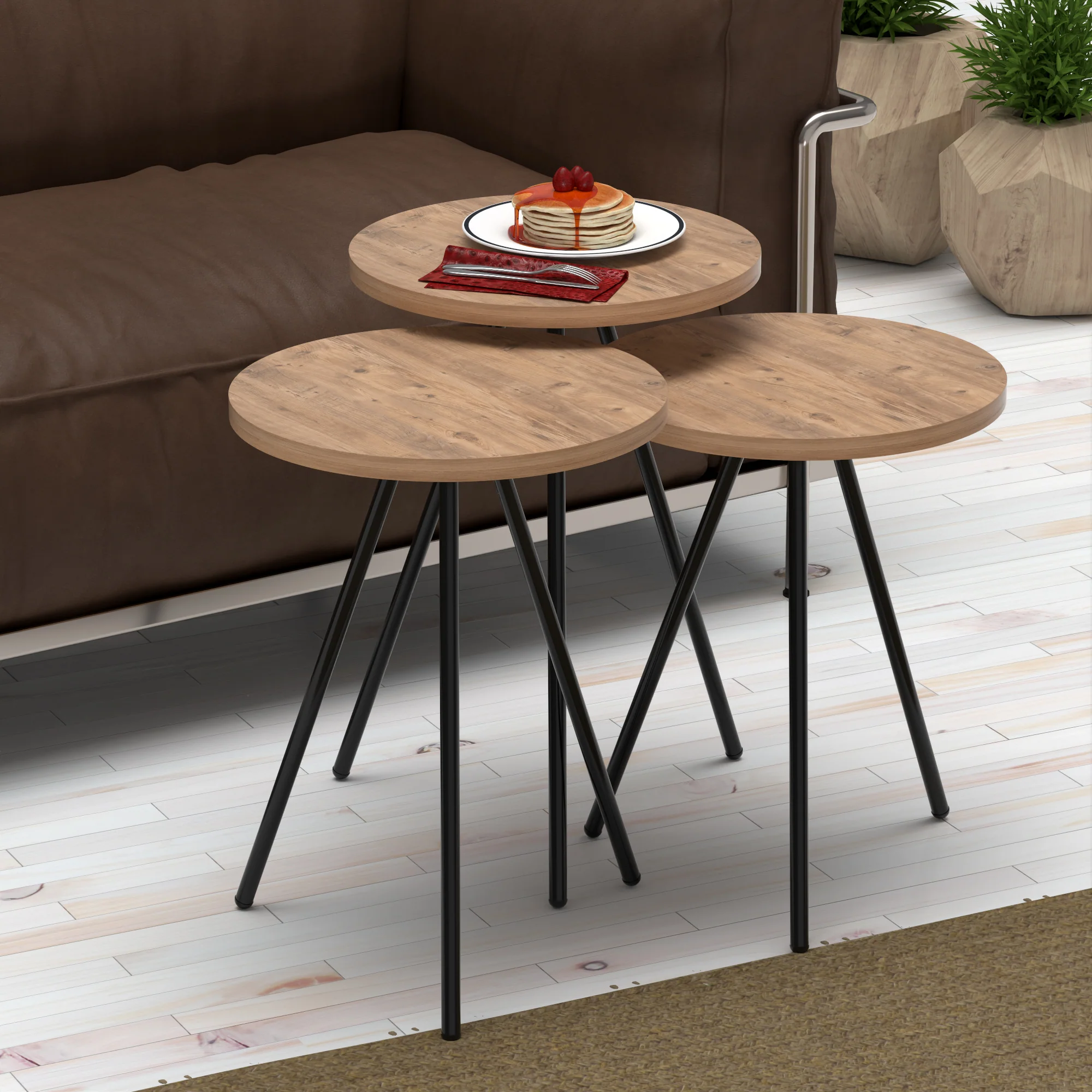 [en.casa] Bijzettafel Ølgod rond set van 3 - 4 varianten - Image 5