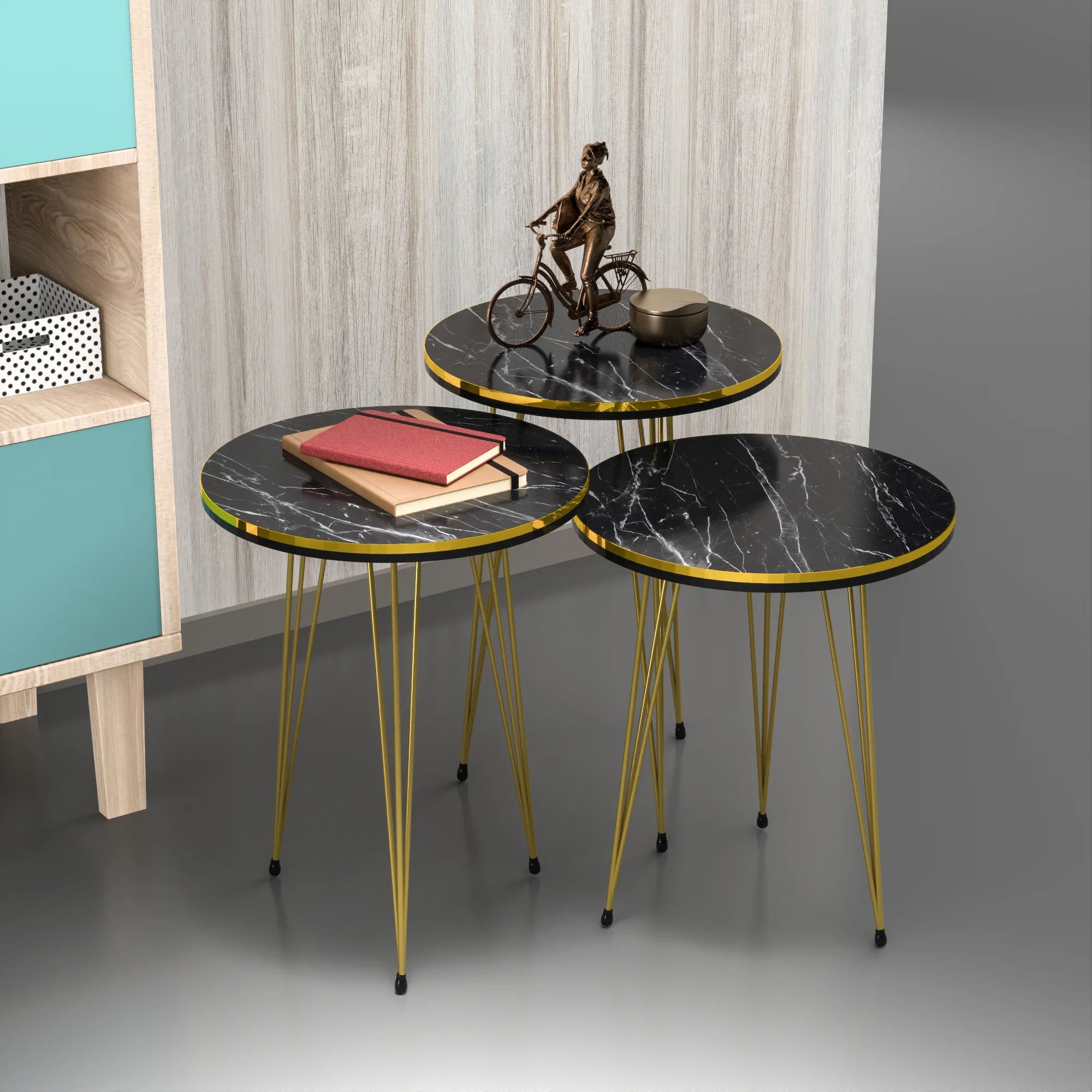 [en.casa] Bijzettafel Ry set van 3 rond - 6 varianten - Image 2