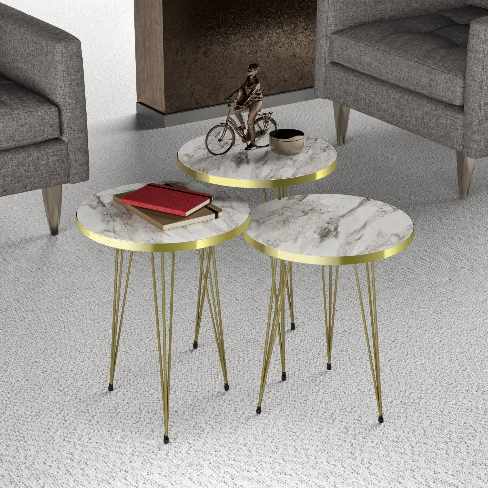 [en.casa] Bijzettafel Ry set van 3 rond - 6 varianten - Image 3