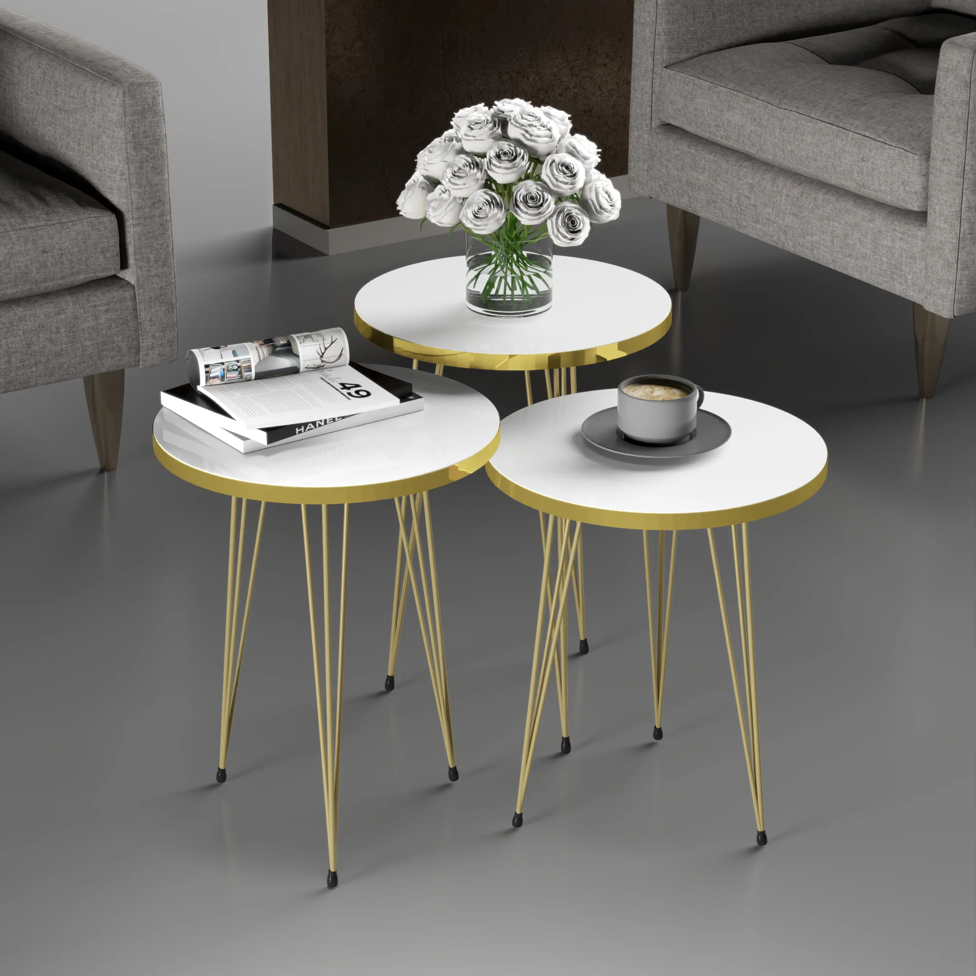 [en.casa] Bijzettafel Ry set van 3 rond - 6 varianten - Image 4